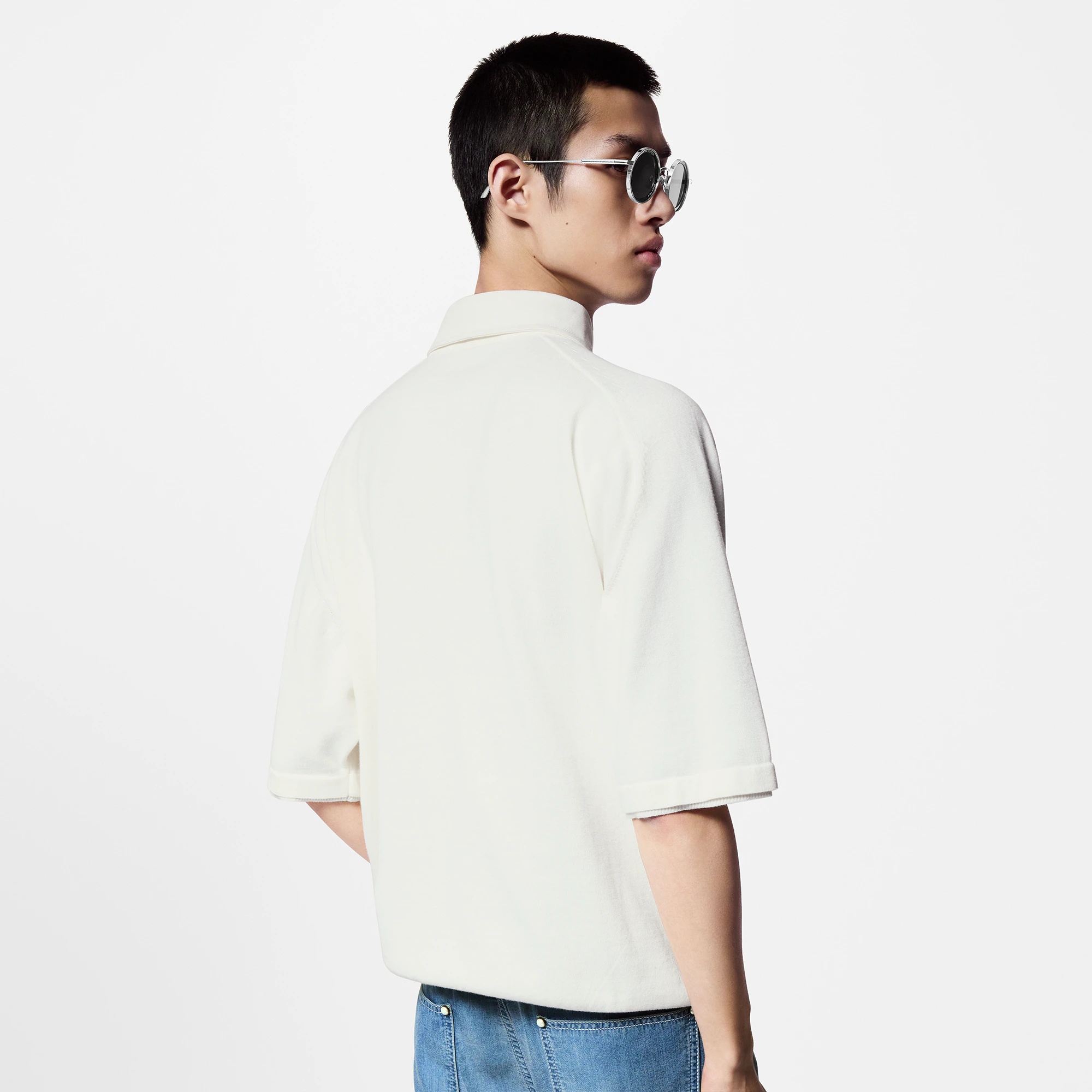 Embroidered Short-Sleeved Cotton Blend Polo Shirt - 5