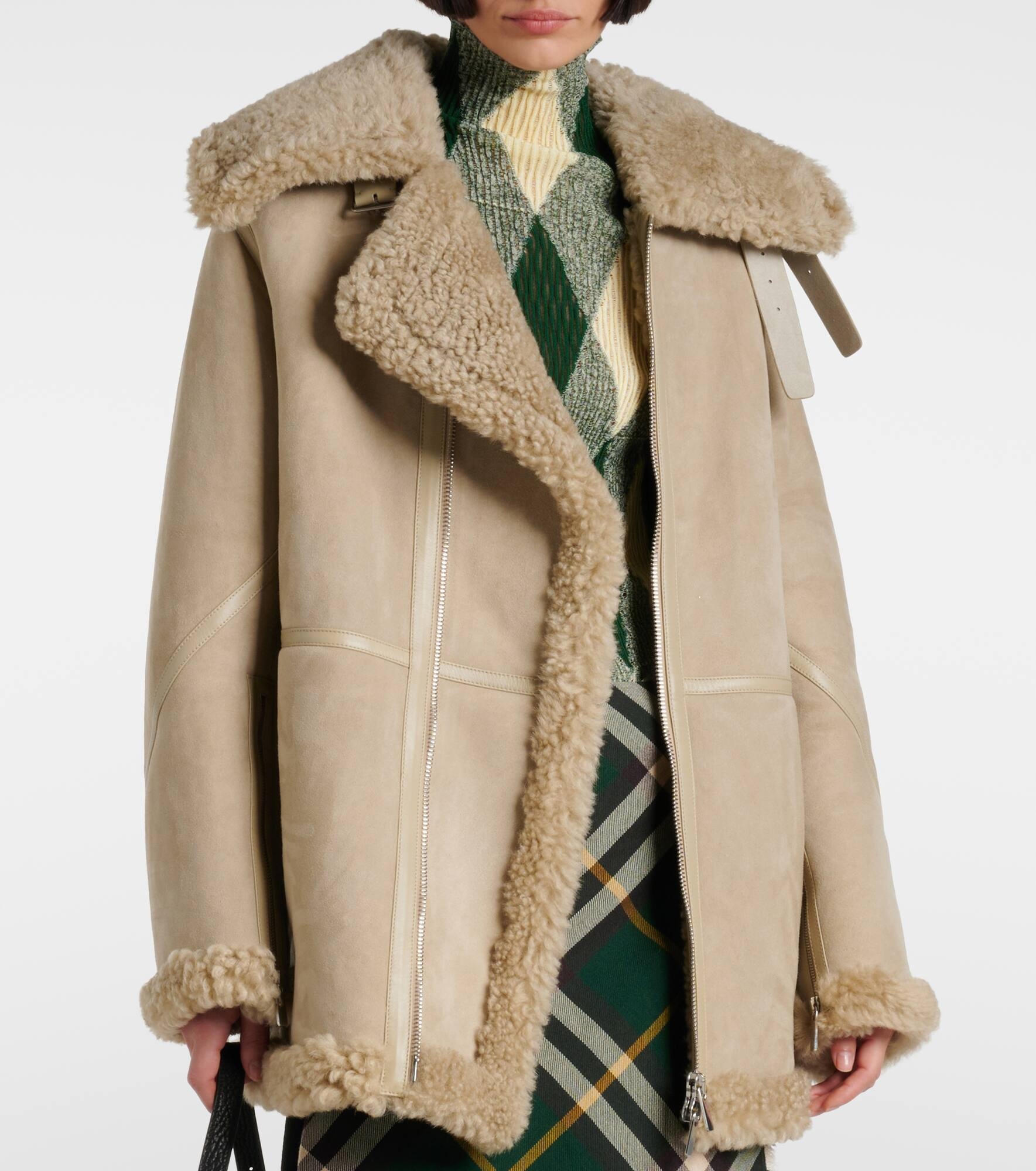 Shearling-lined leather jacket - 5