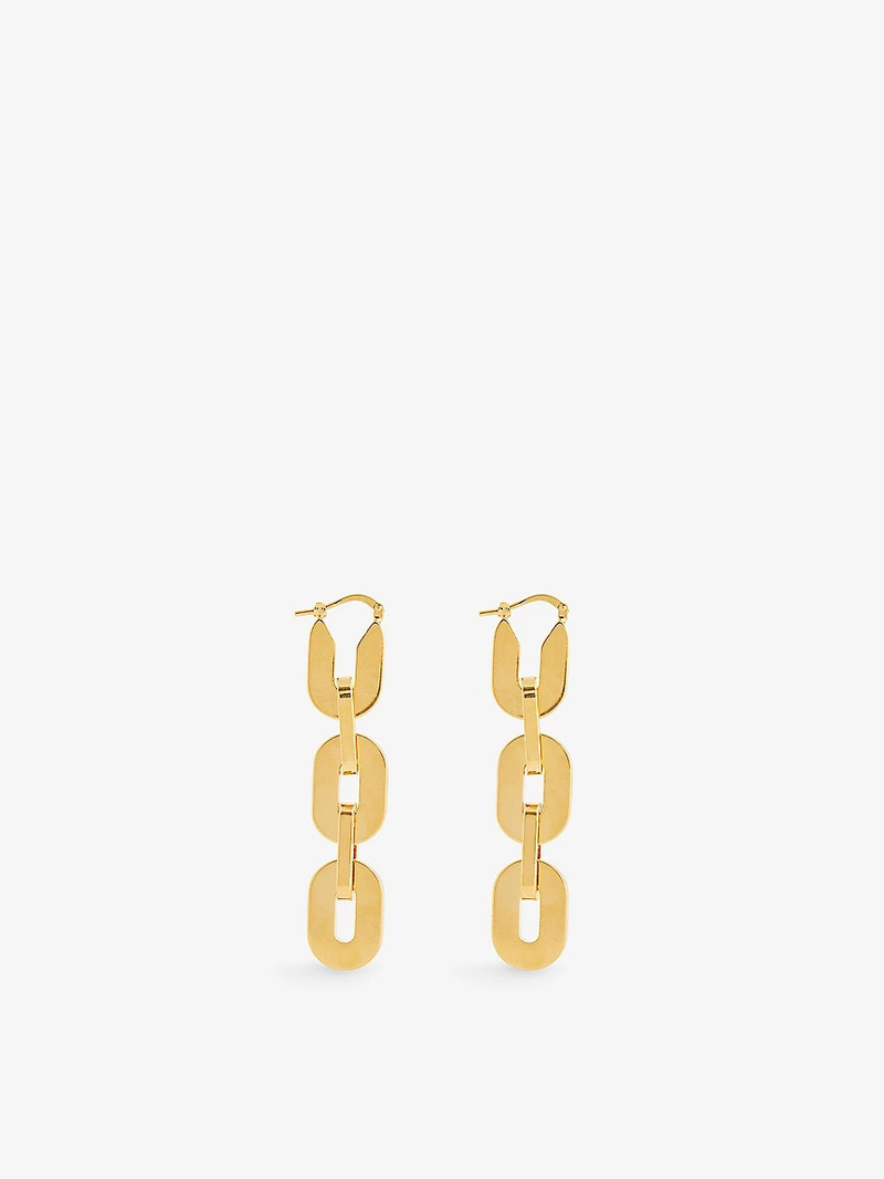 Jil Sander Brand-engraved chain brass drop earrings outlook