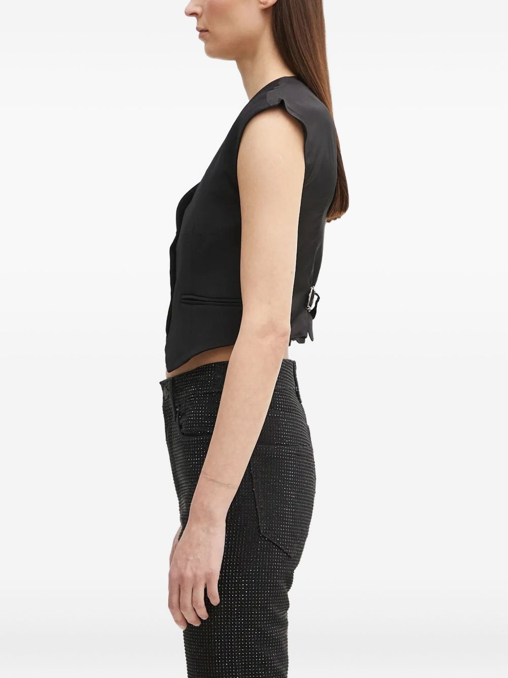 button-fastening sleeveless top - 2