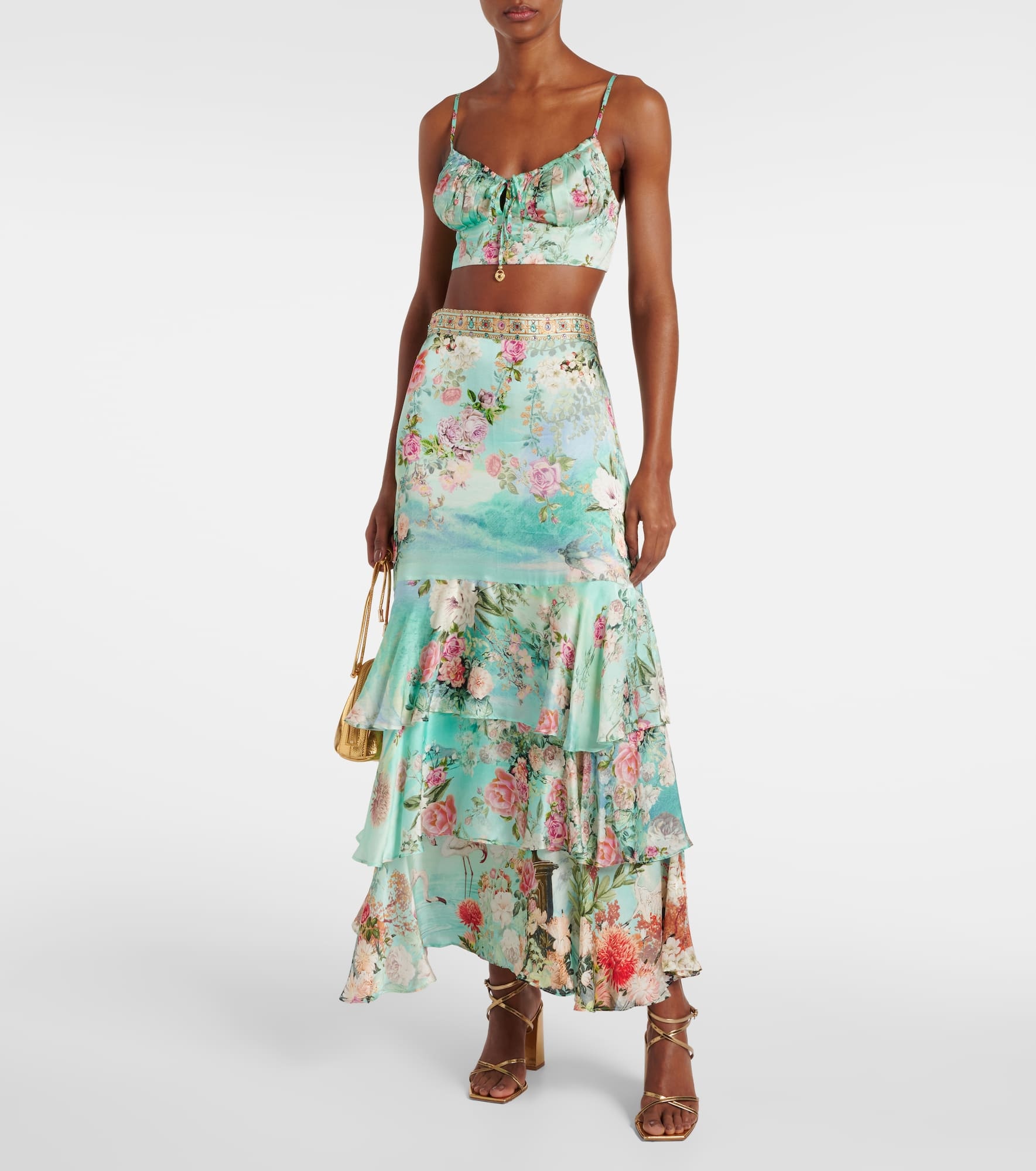 Ruffled tiered silk maxi skirt - 2