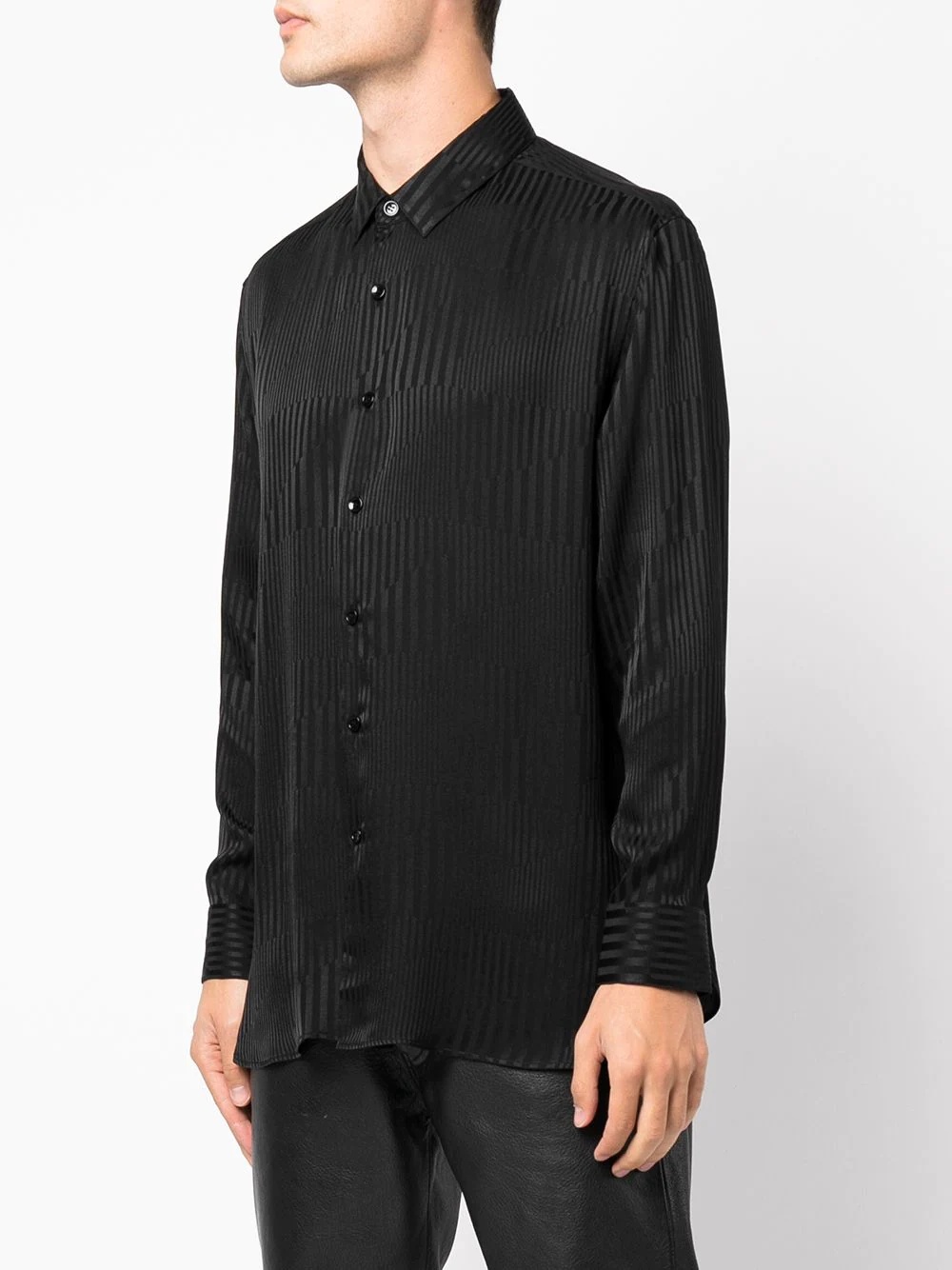 contrast-stripe fluid long-sleeve shirt - 3