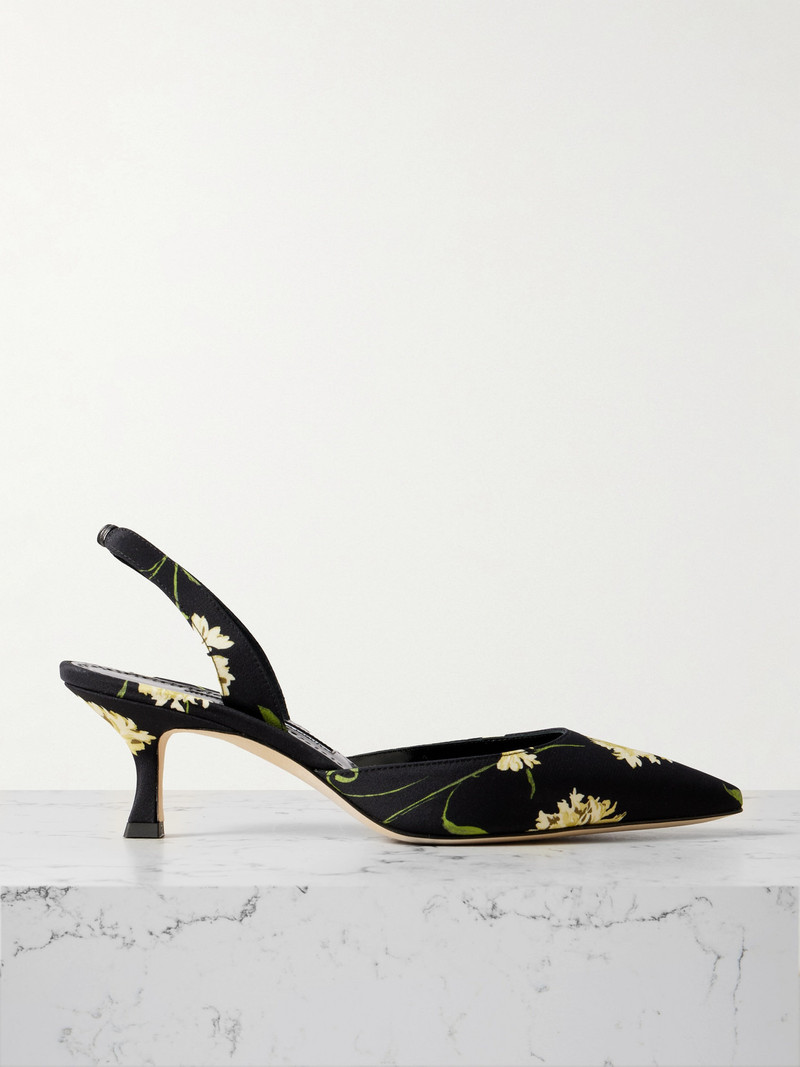 Carolyne 50 꽃 인쇄 새틴 slingback 펌프 한국어 1