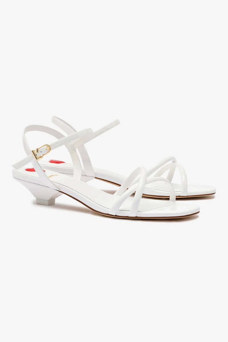 Larroudé Charlotte Sandal In White Patent Leather outlook