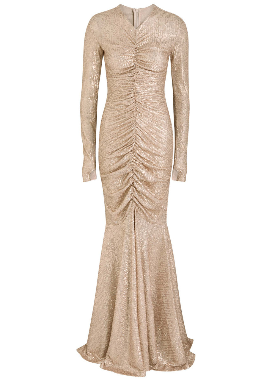 Norma Kamali Sequined Ruched Gown - 1