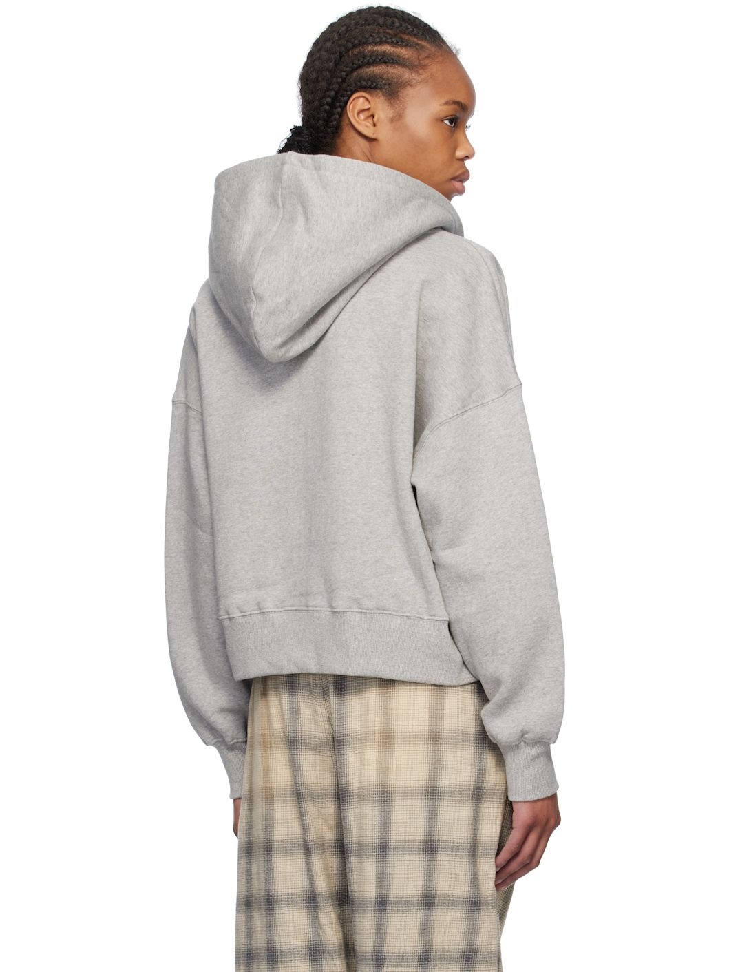 Gray Oversized Logo Zip-Up Hoodie - 3
