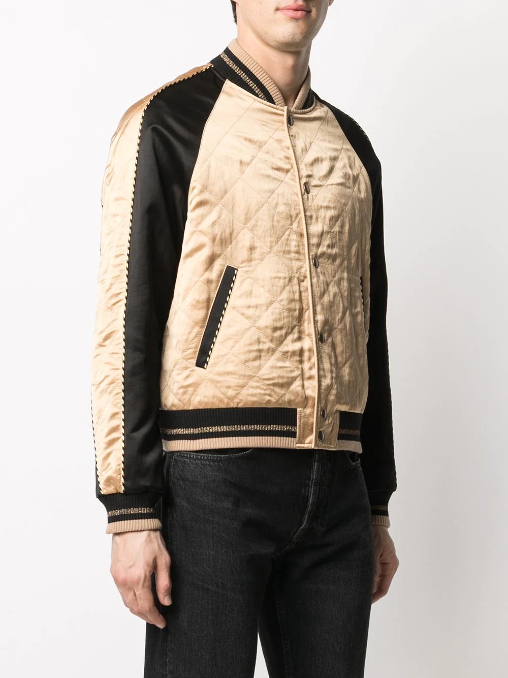 diamond pattern bomber jacket - 3