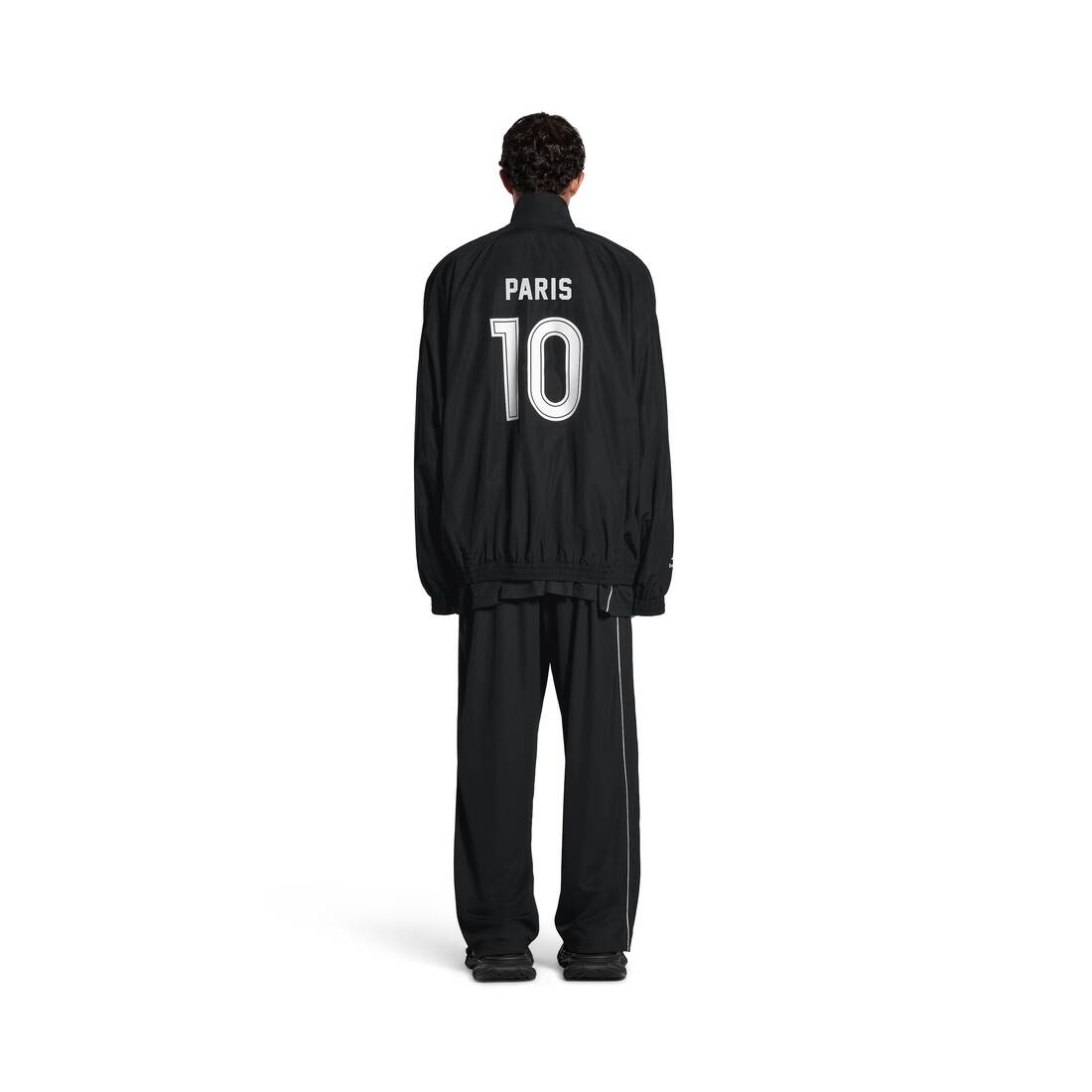 Men's Paris Soccer Tracksuit Jacket in Black - 4