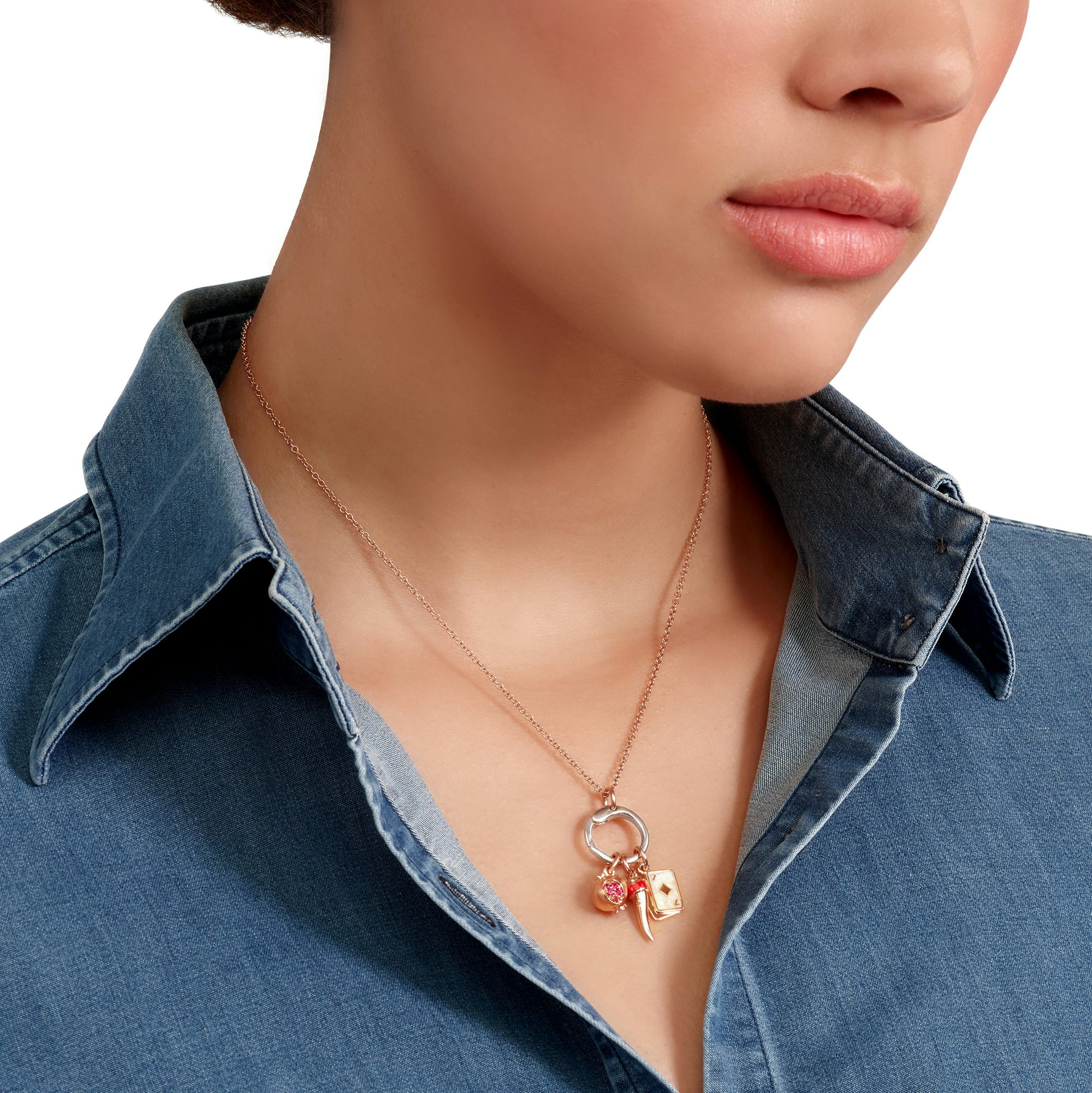 ROSE GOLD & ENAMEL PLAYING CARD CHARM - 5