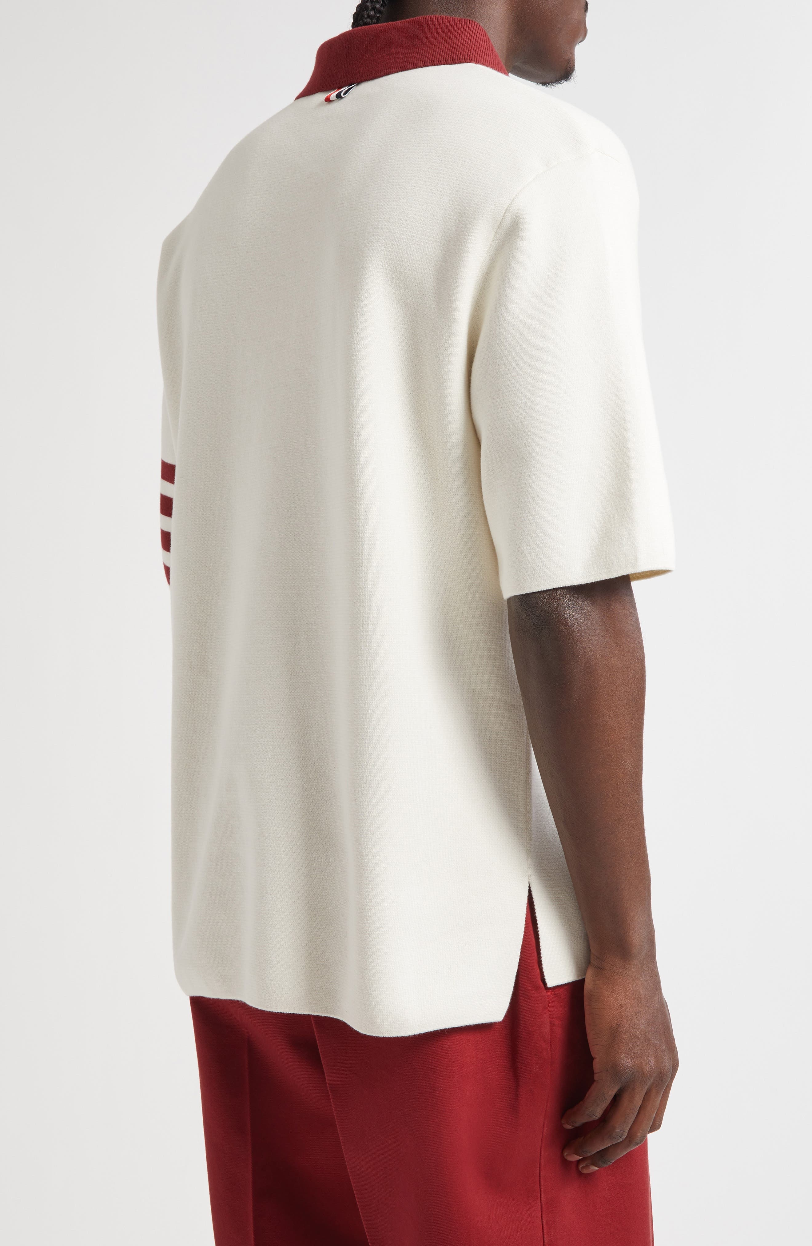 Thom Browne Rugby Fit 4-Bar Milano Stitch Short Sleeve Polo Sweater in White at Nordstrom - 3