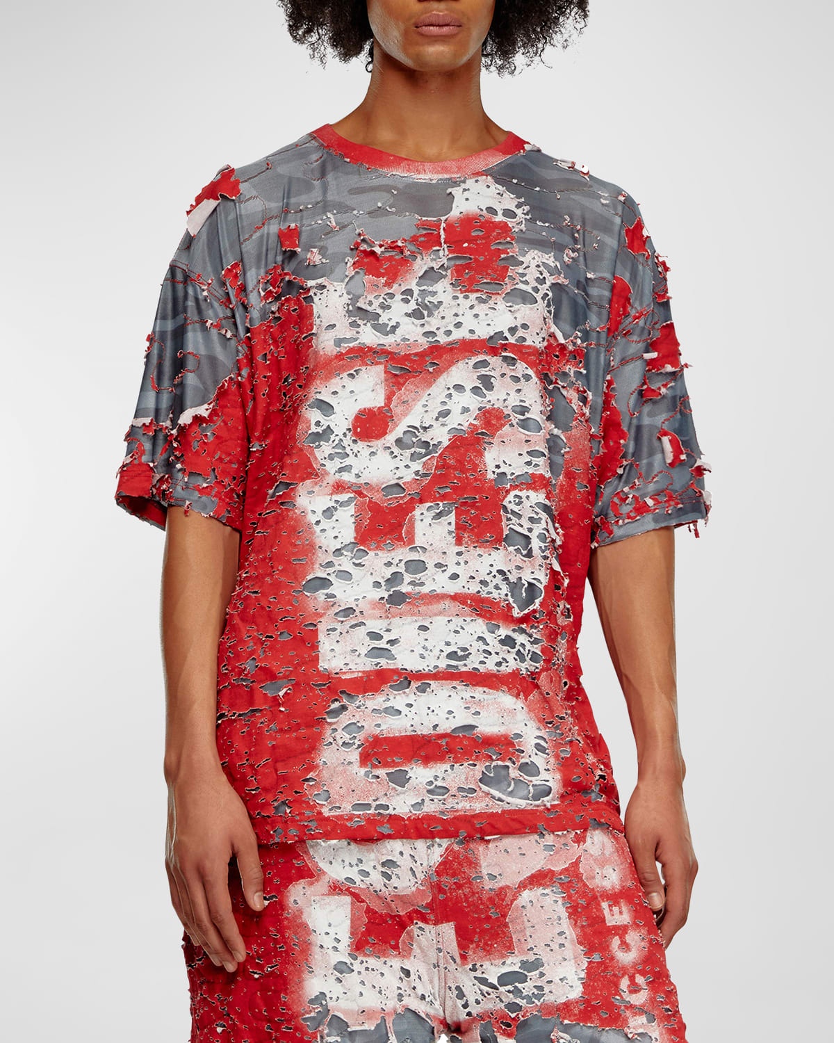 Diesel Men's T-Boxt-Peel Destroyed Logo T-Shirt