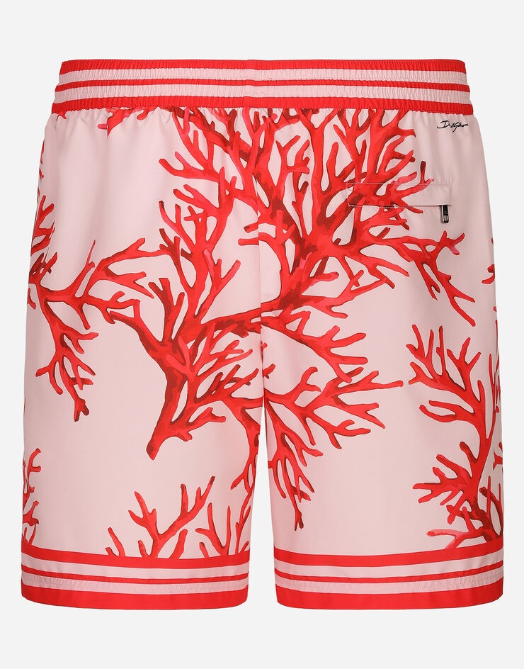 Mid-length swim trunks with coral print - 2