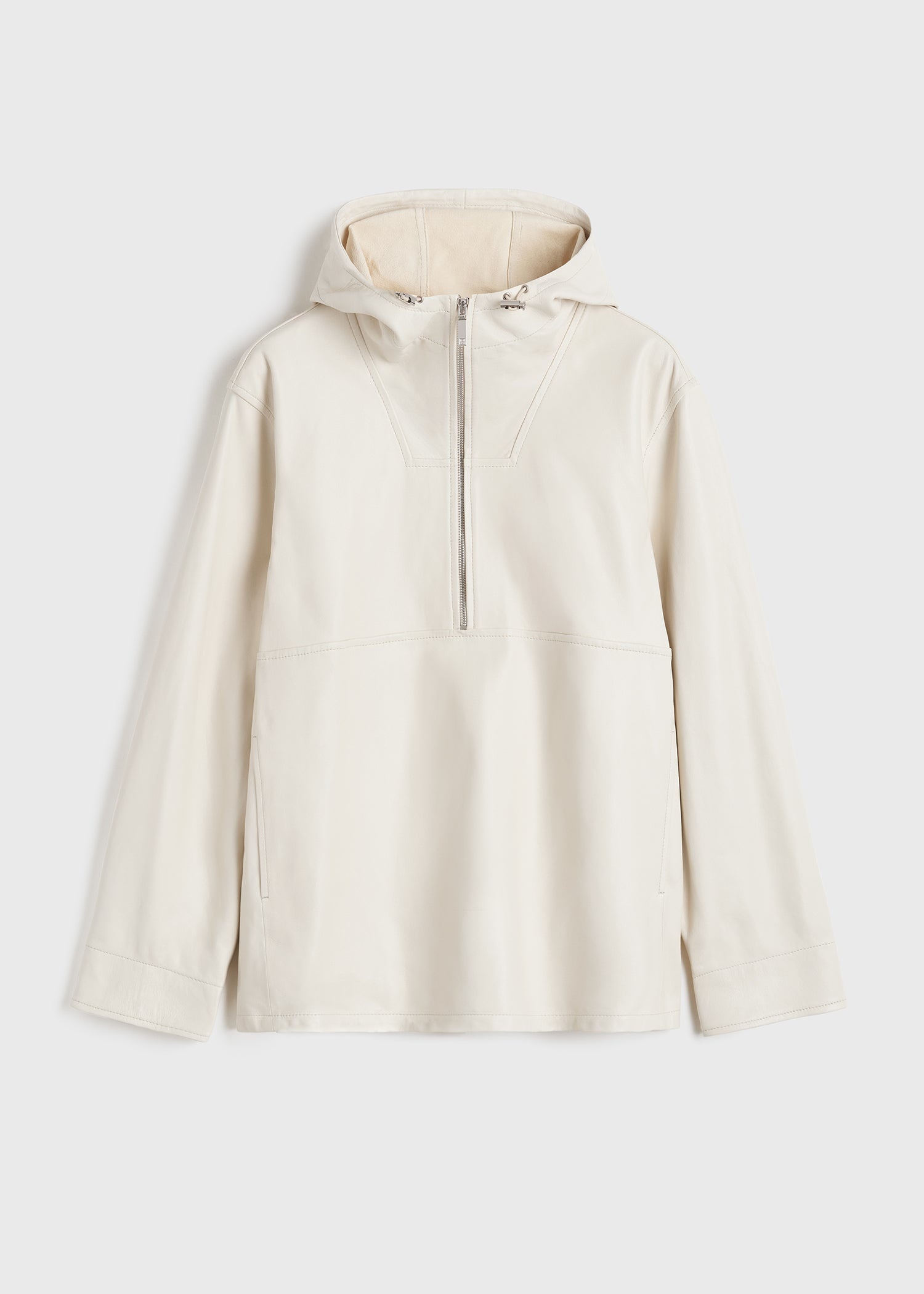 Half-zip leather anorak macadamia - 1