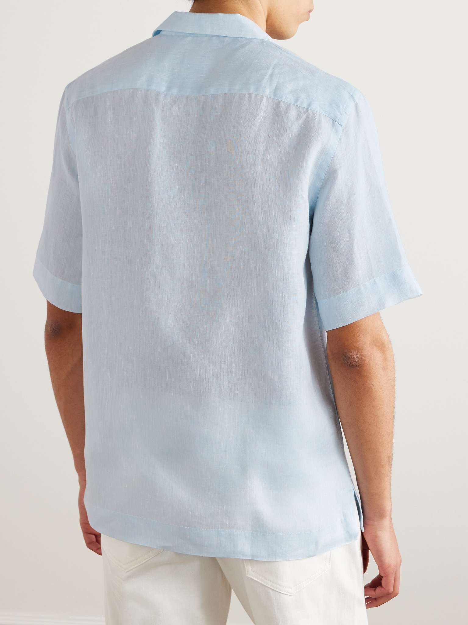 Convertible-Collar Linen Shirt - 4