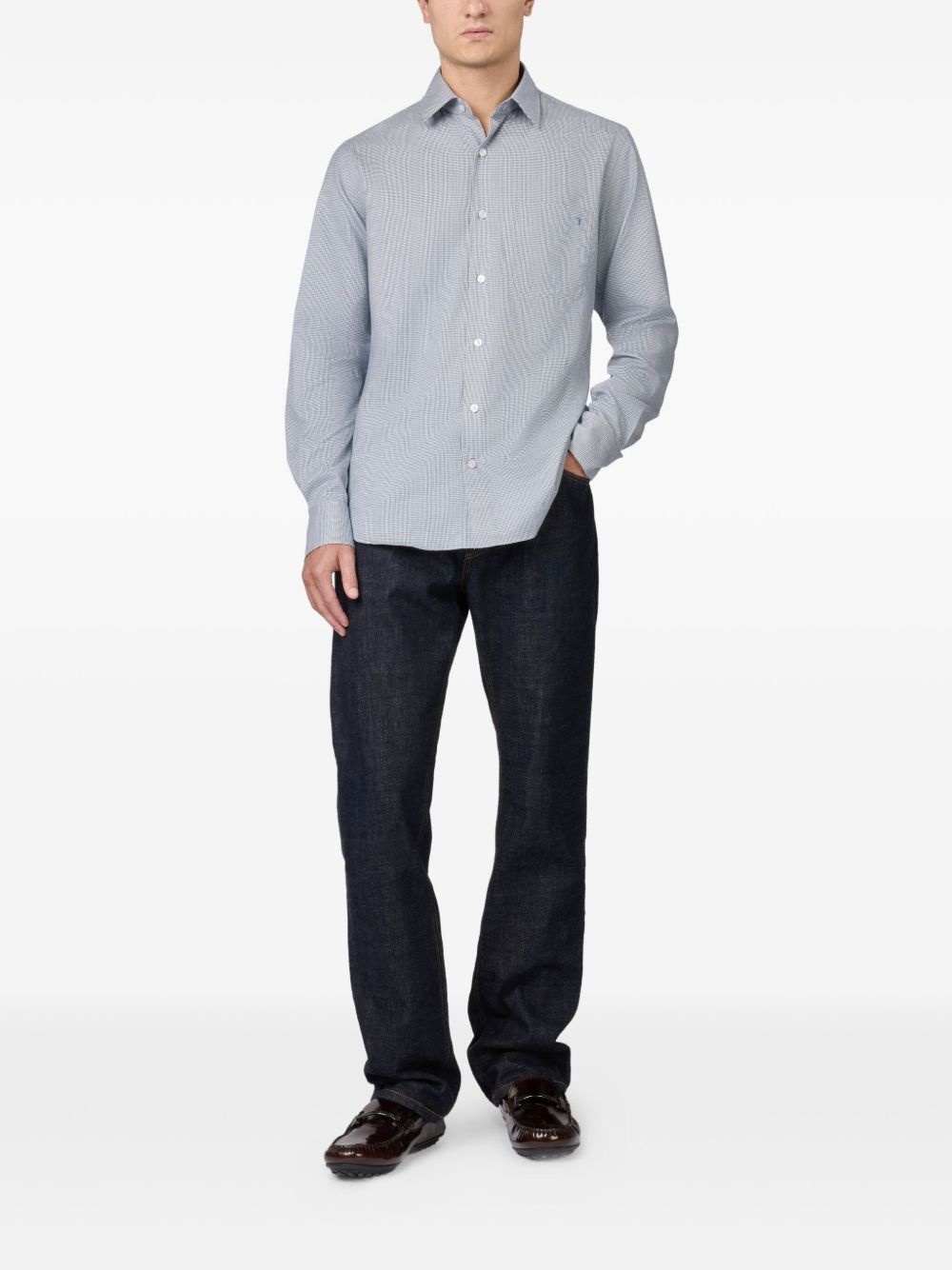 houndstooth long-sleeved shirt - 2