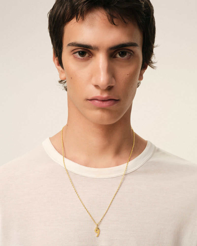 AMI Paris GOLD BRASS HAMMERED "9" PENDANT NECKLACE outlook