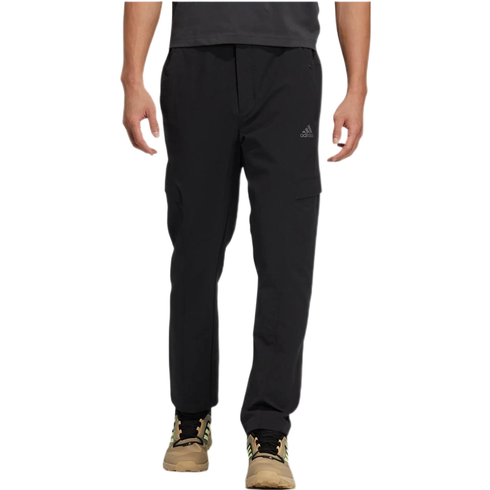 Men's adidas Solid Color Logo Printing Straight Sports Pants/Trousers/Joggers Black HE7379 - 2