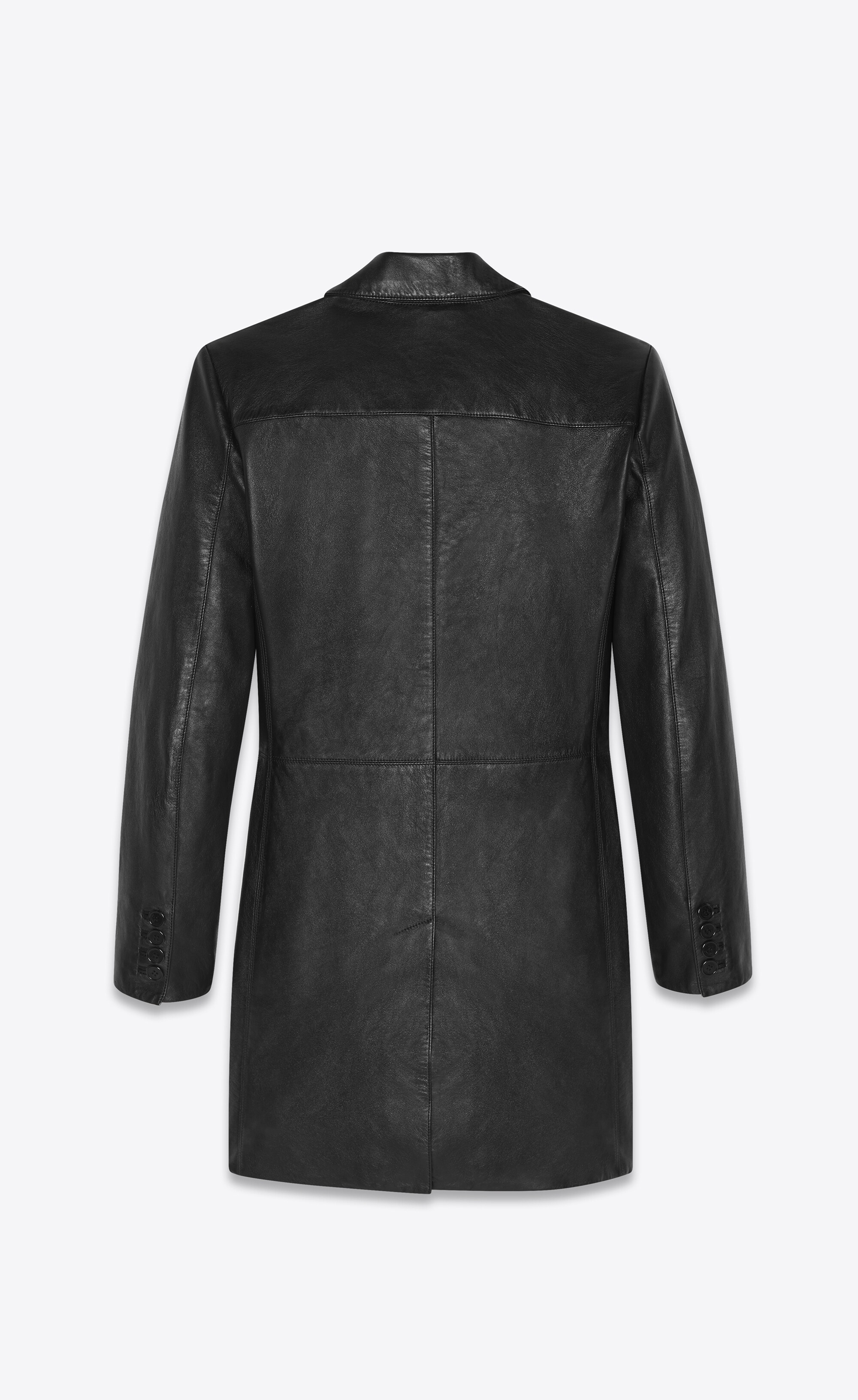 chesterfield coat in vintage drummed leather - 2