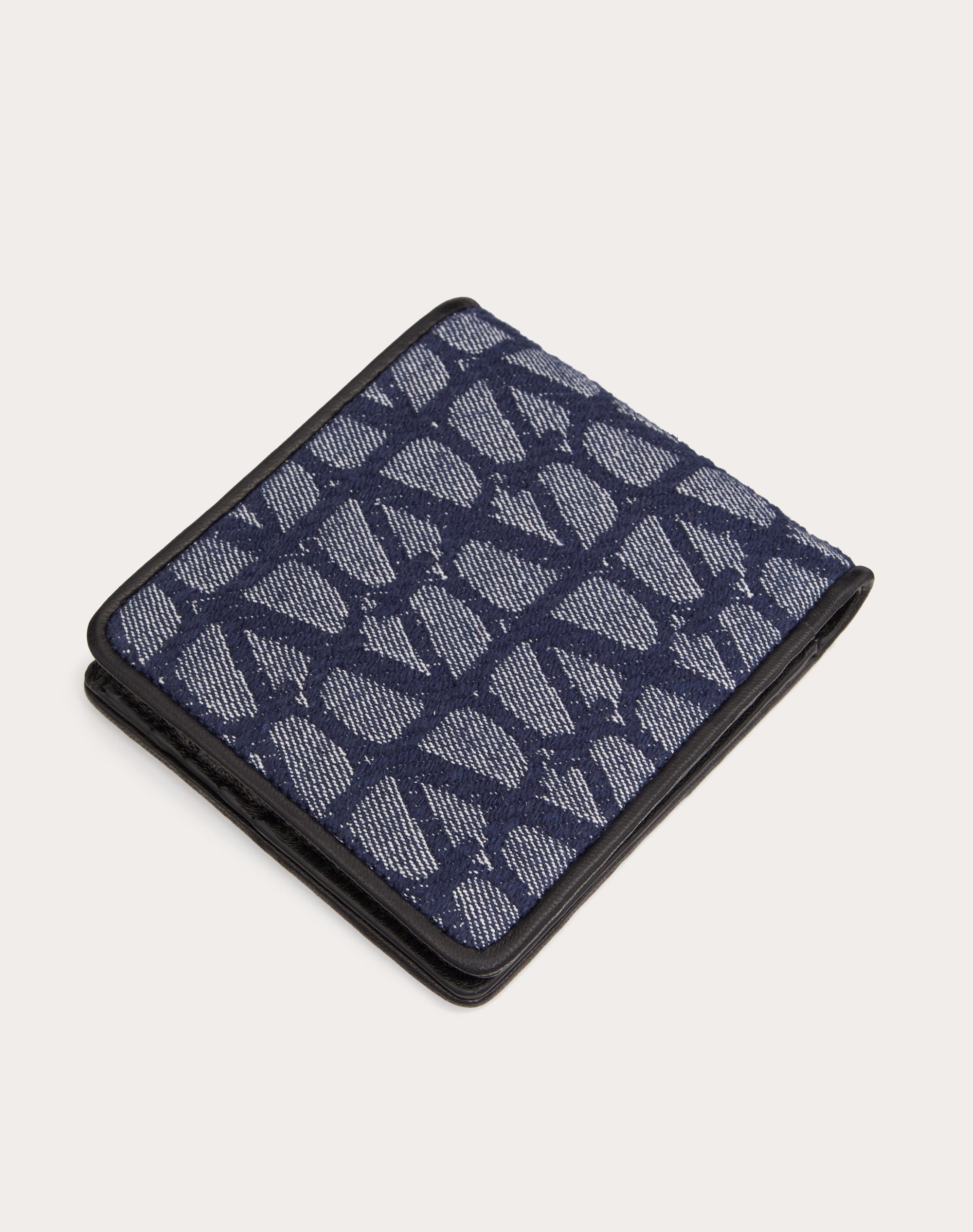 TOILE ICONOGRAPHE WALLET IN DENIM-EFFECT JACQUARD FABRIC WITH LEATHER DETAILS - 3