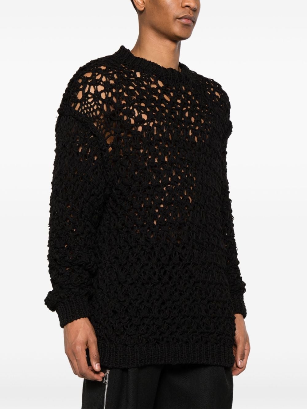 open-knit linen-blend jumper - 3