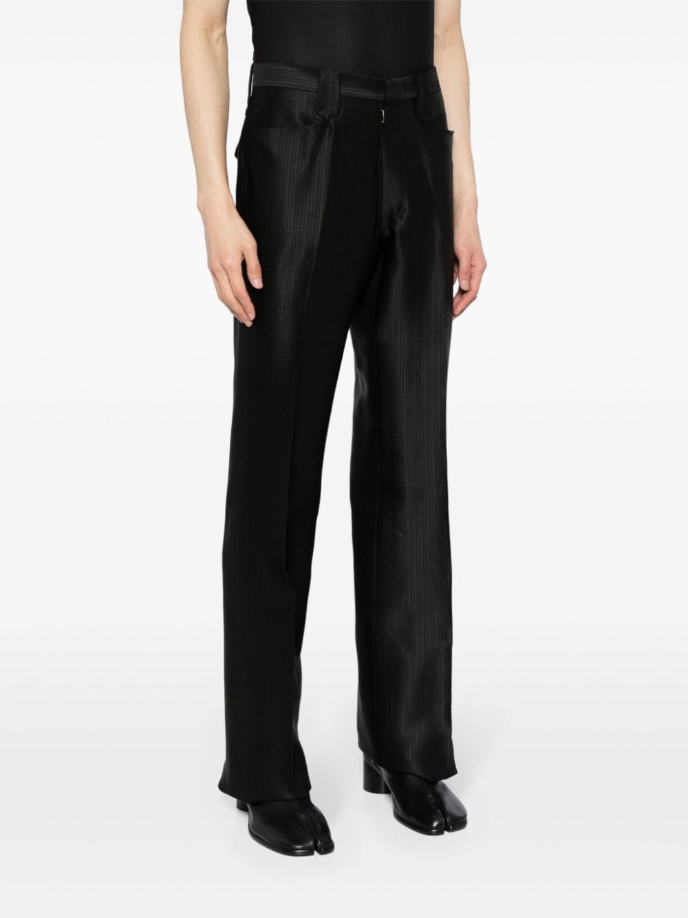 herringbone straight-leg trousers - 3