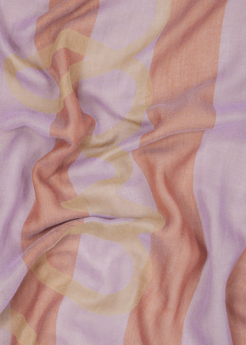 Women's Lilac Stripe Cotton Logo Scarf 4