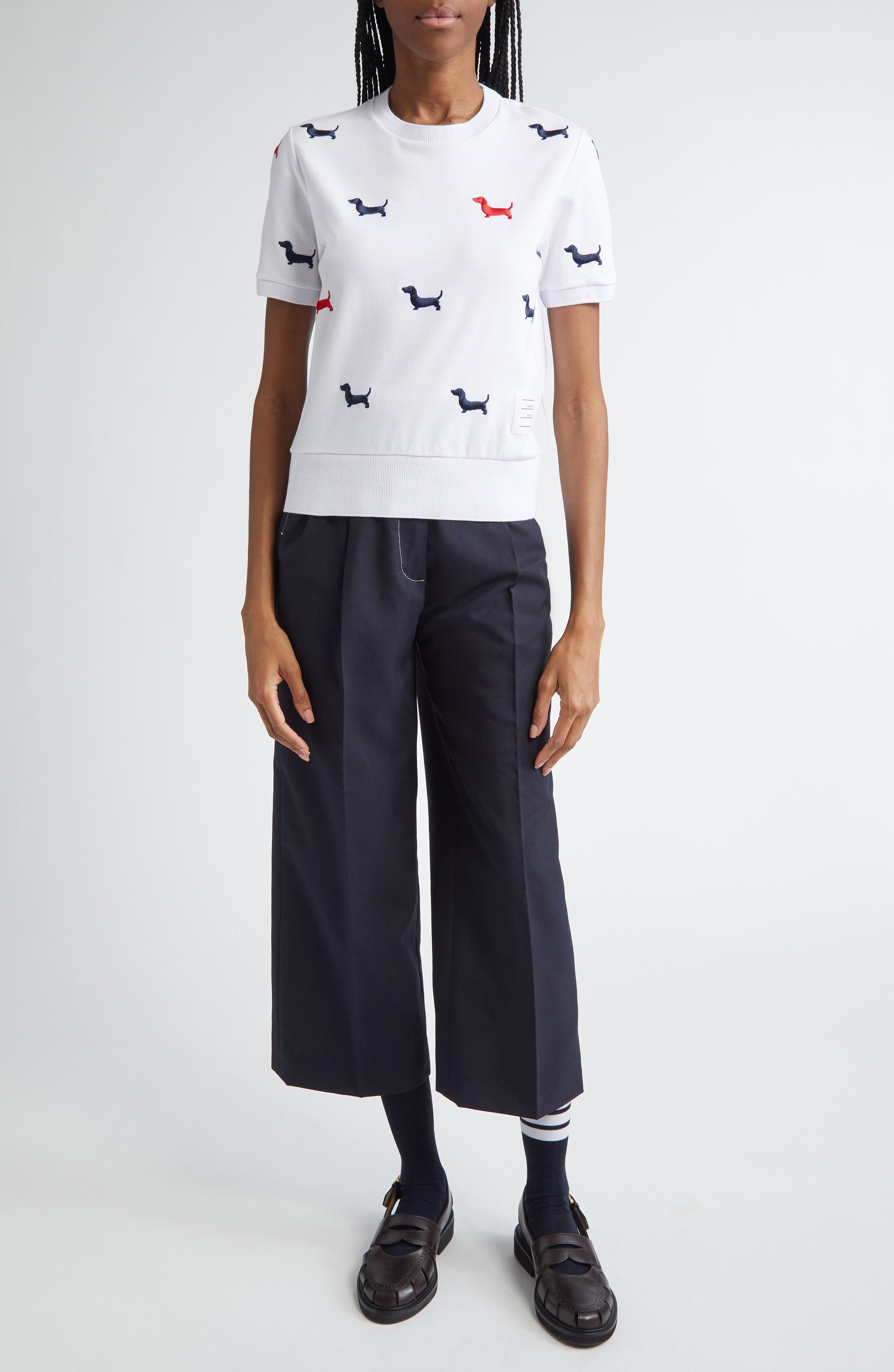 Thom Browne Hector Embroidered Cotton Sweater in White at Nordstrom - 2