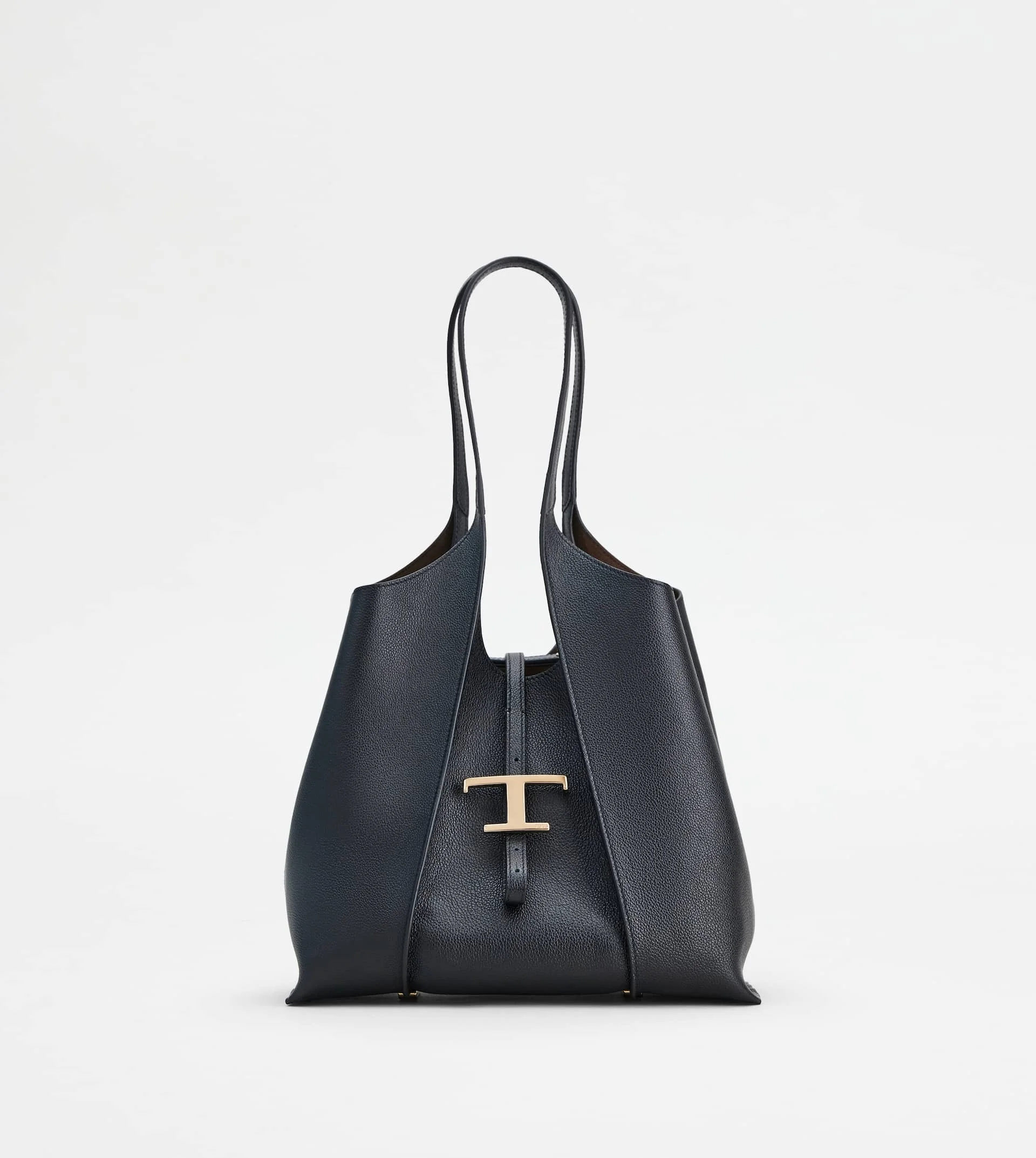 T TIMELESS SHOPPING BAG IN LEATHER SMALL - BLACK - 1