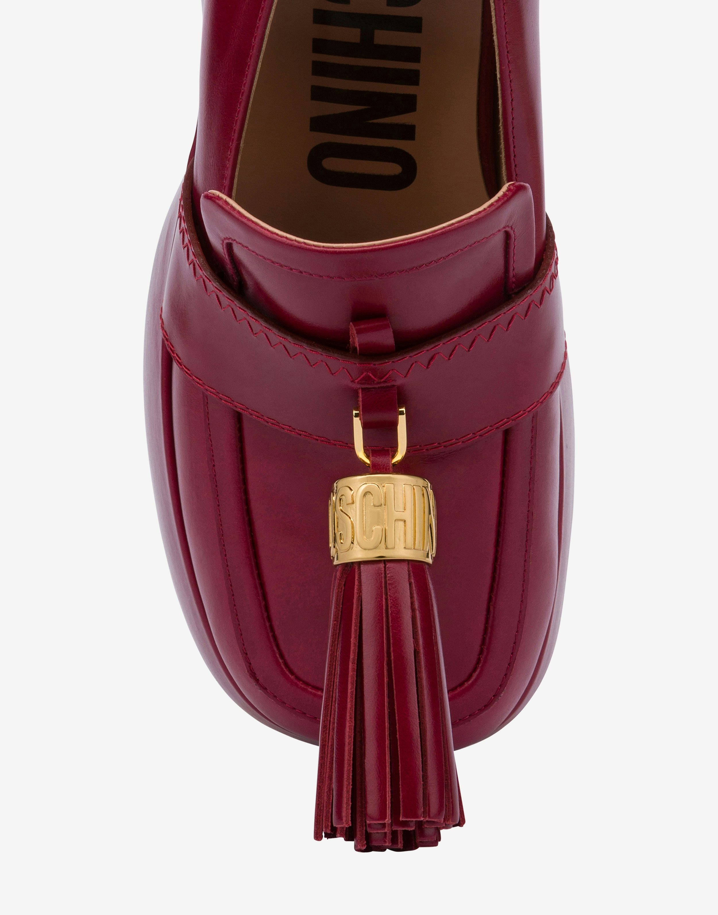 METAL TASSEL CALFSKIN LOAFERS - 4