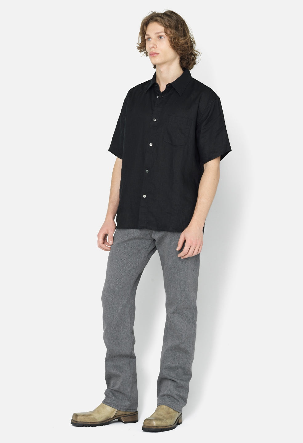 LINEN SS CLOAK BUTTON UP - 4