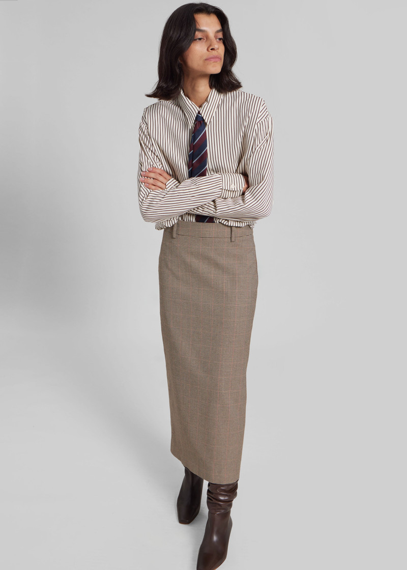 Alrose Houndstooth Midi Skirt - Beige 7