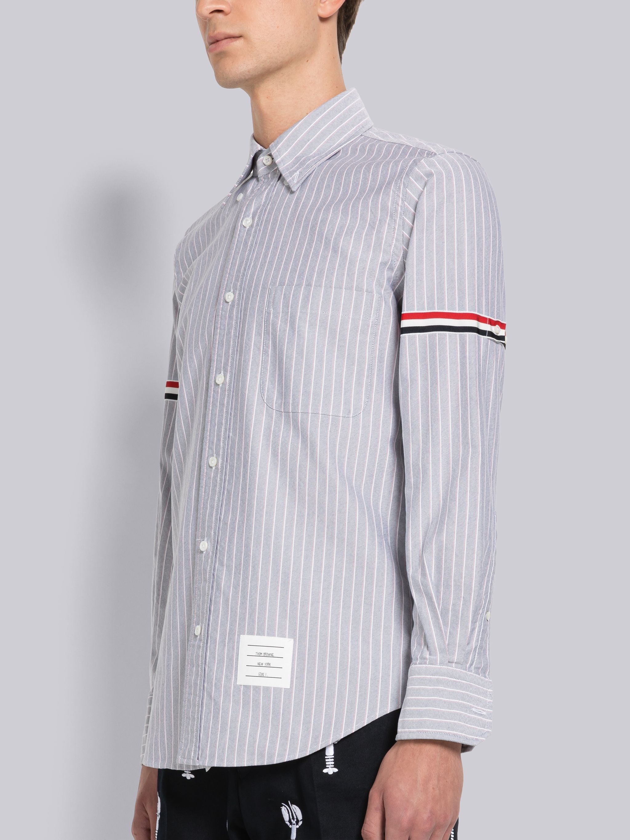 Shadow Pinstripe Oxford Armband Long Sleeve Shirt - 2