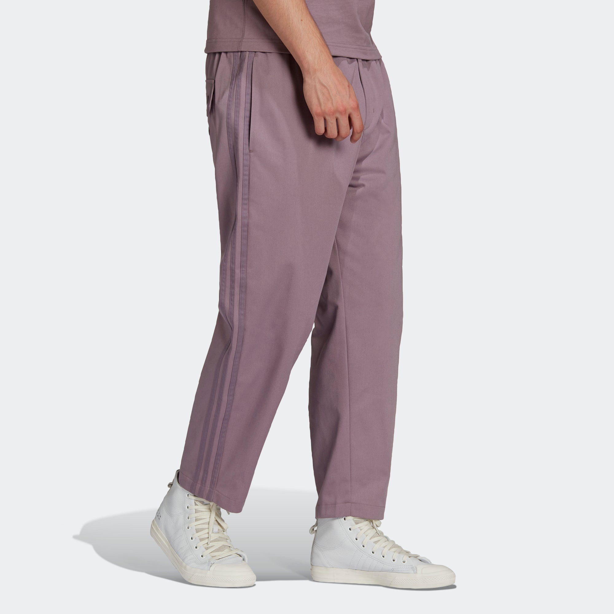 Men's adidas originals C Twill Pant Side Stripe Loose Sports Pants/Trousers/Joggers Light Purple HC8 - 4