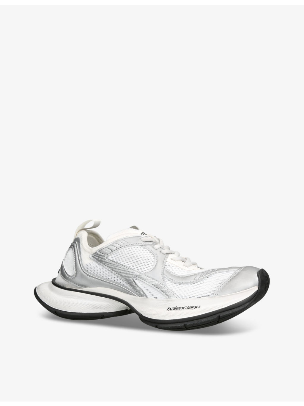 Circuit logo-embossed leather and mesh low-top trainers - 3