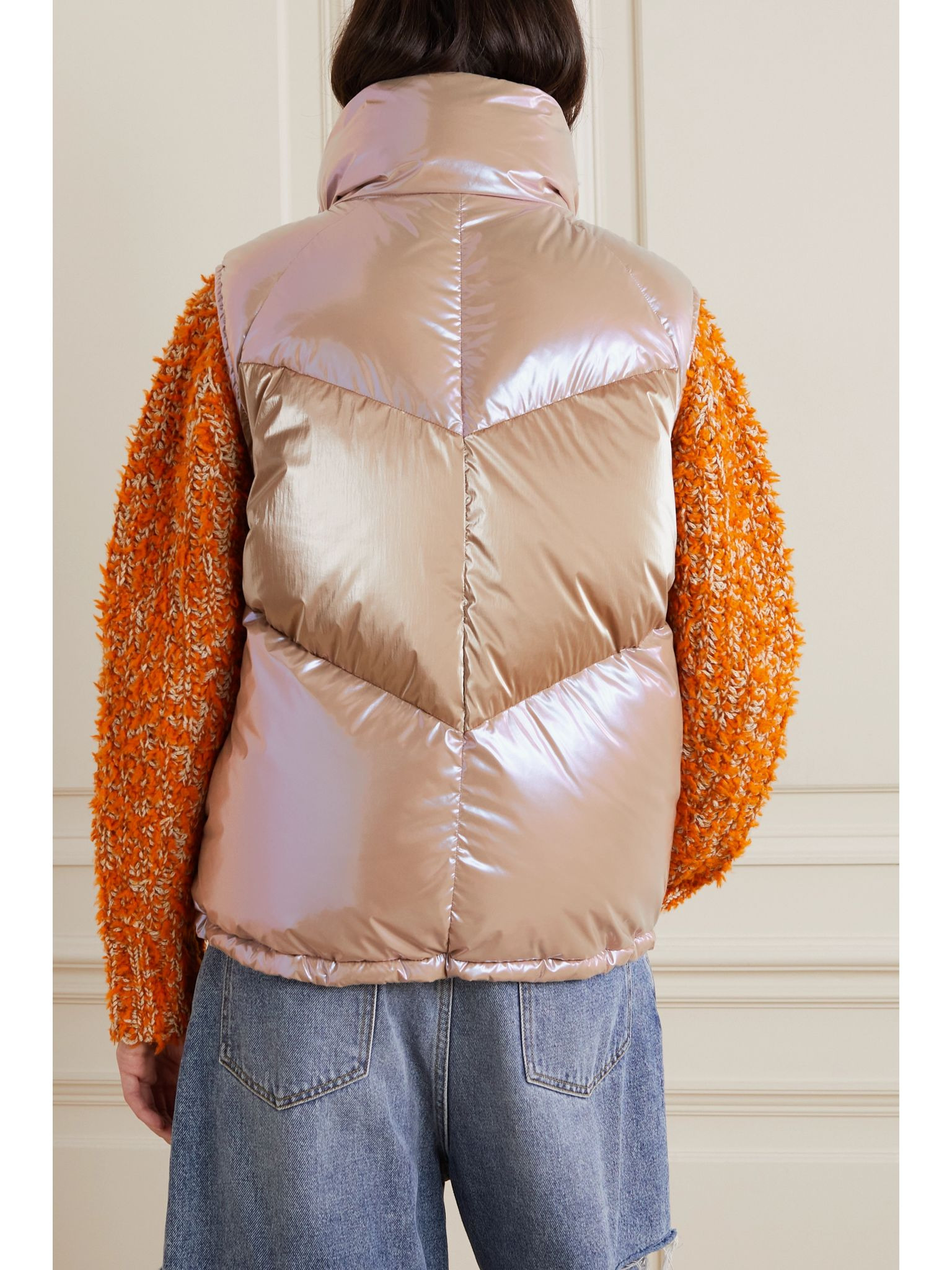 Faucille quilted metallic shell down vest Pink - 4