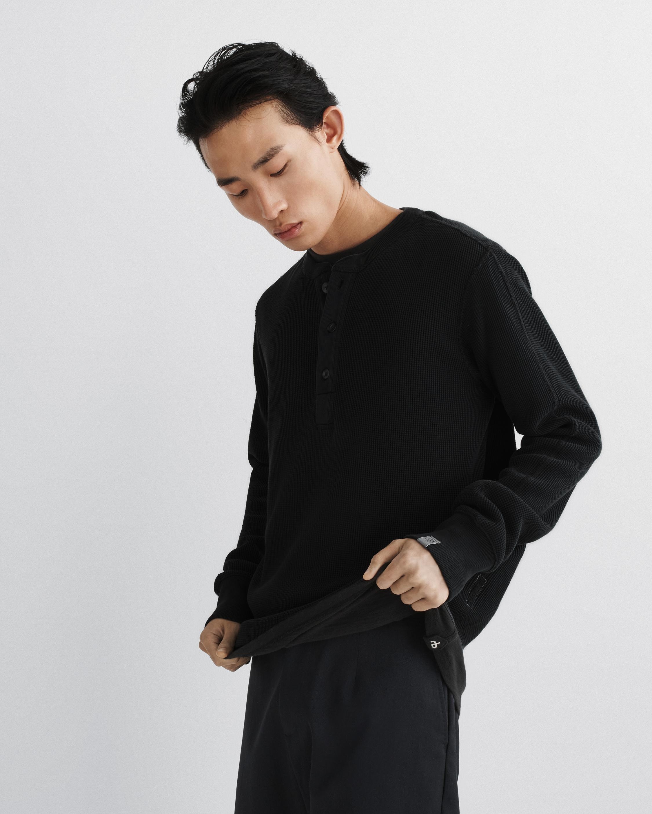 Garment Dyed Waffle Henley
Cotton Long Sleeve Shirt - 6