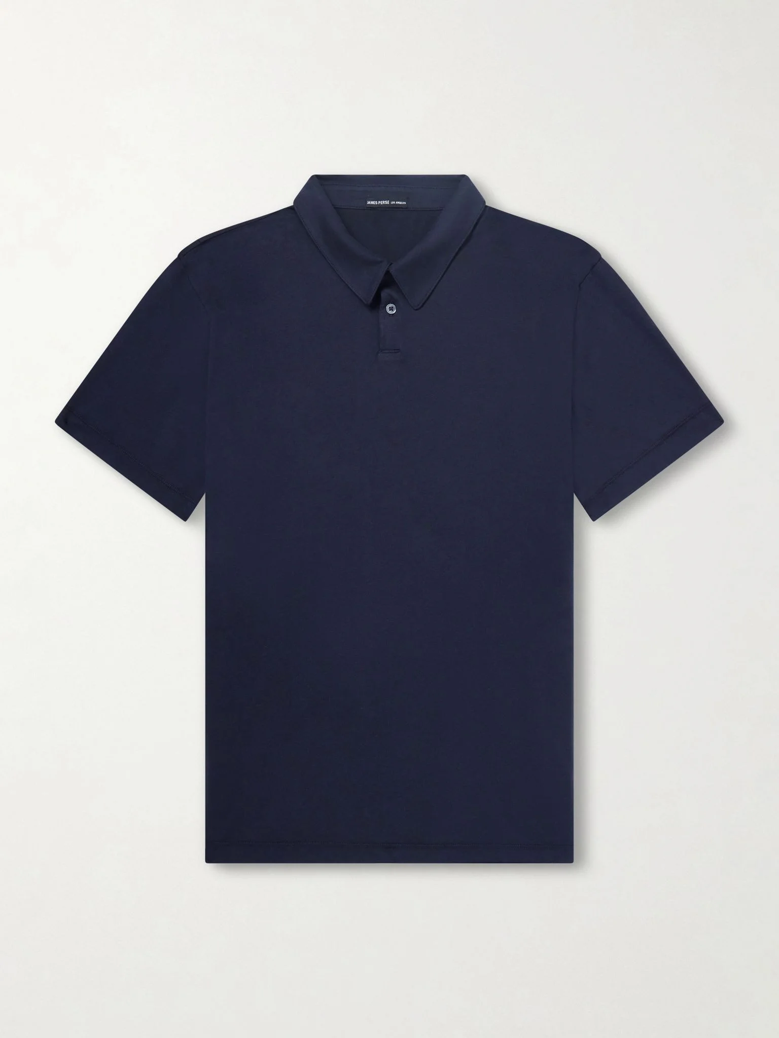Luxe Lotus Cotton-Jersey Polo Shirt Navy - 1