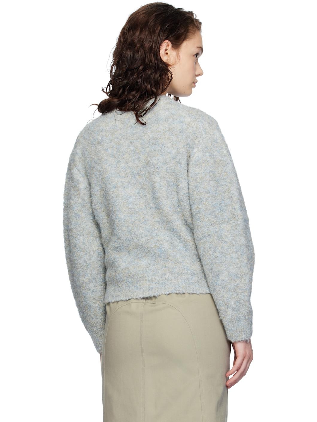Blue Mix Bouclé Crop Knit Sweater - 3