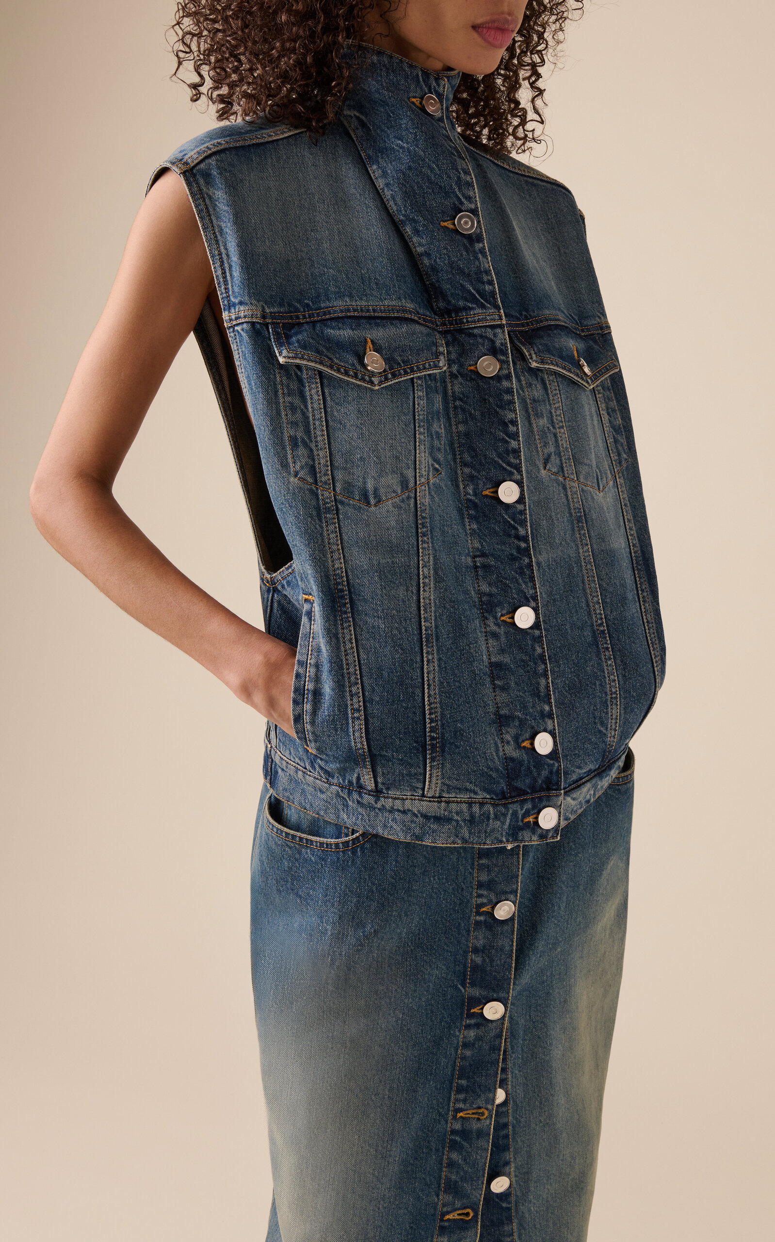 Cotton Trucker Vest blue - 2
