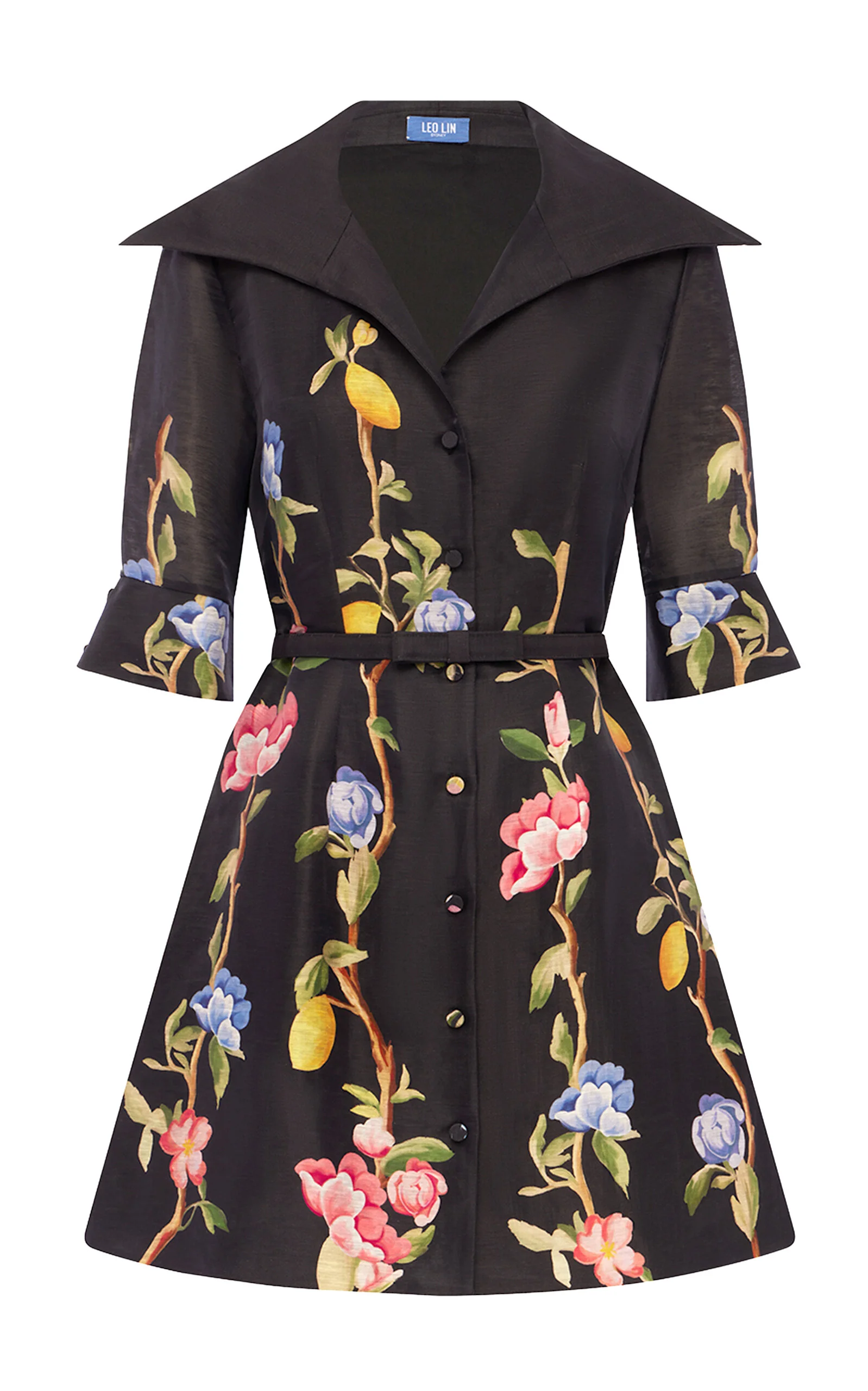 Genevieve Floral-Print Linen-Blend Button-Up Mini Dress floral - 1
