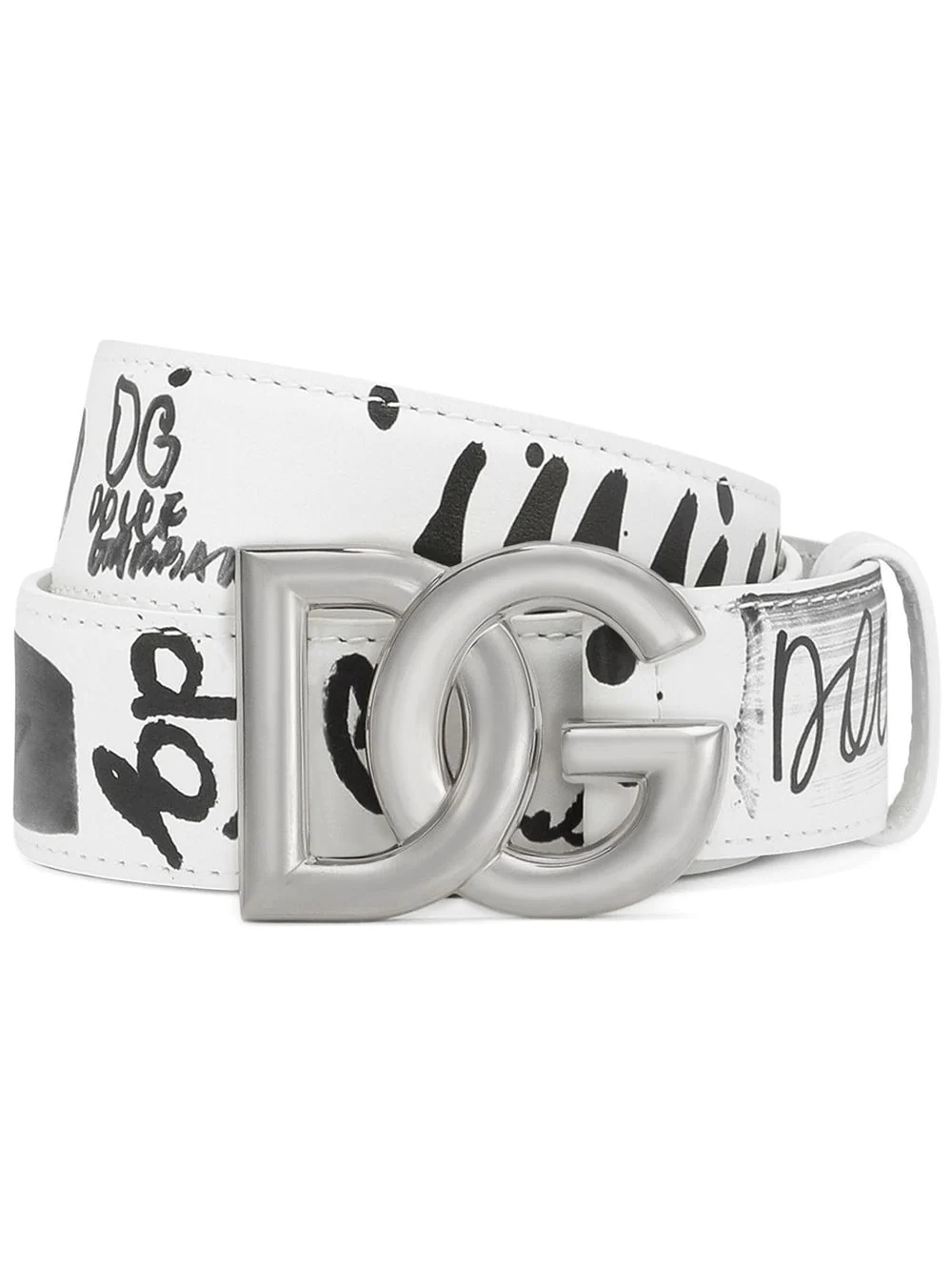 graffiti-print logo-buckle belt - 1