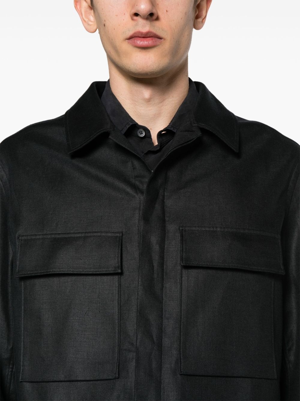 chest-pockets linen shirt - 5
