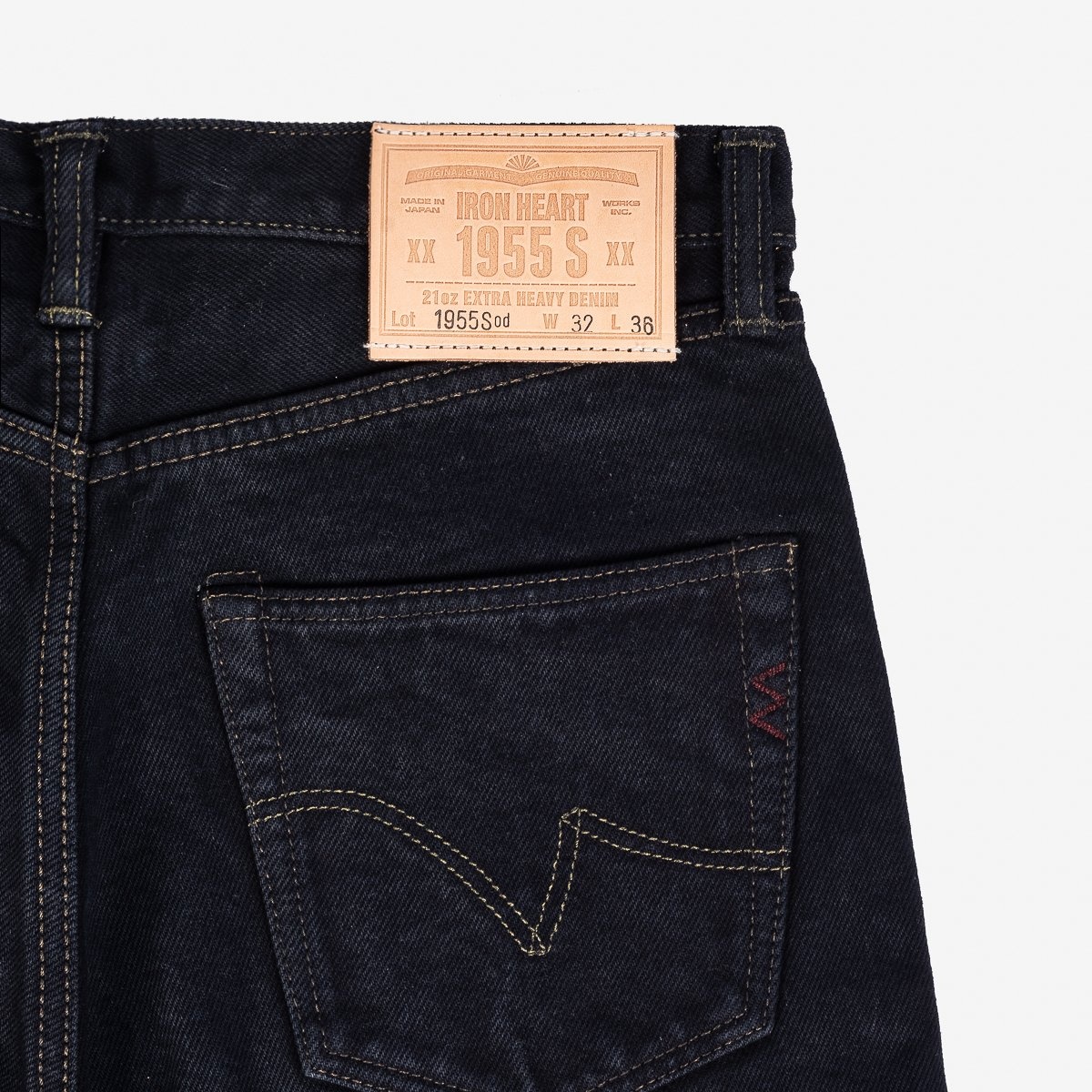 IH-1955S-OD 21oz Selvedge Denim "1955" Straight Cut Jeans - Indigo Overdyed Black - 7