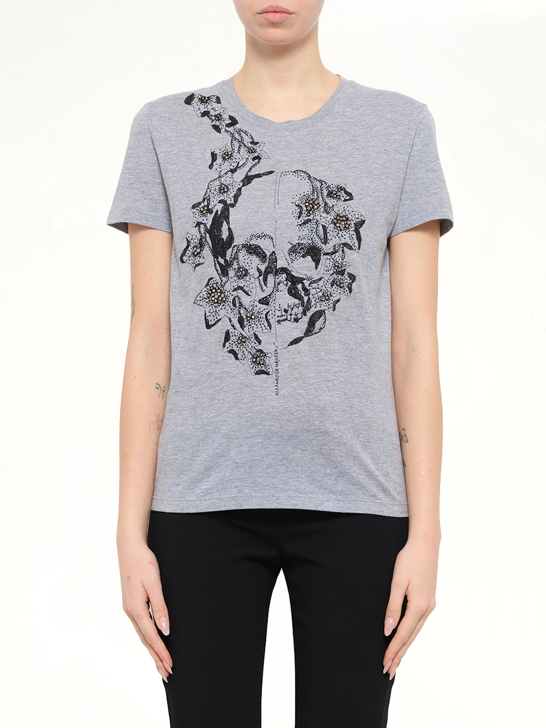 Alexander McQueen Ivy Jet T-Shirt in Grey - 1
