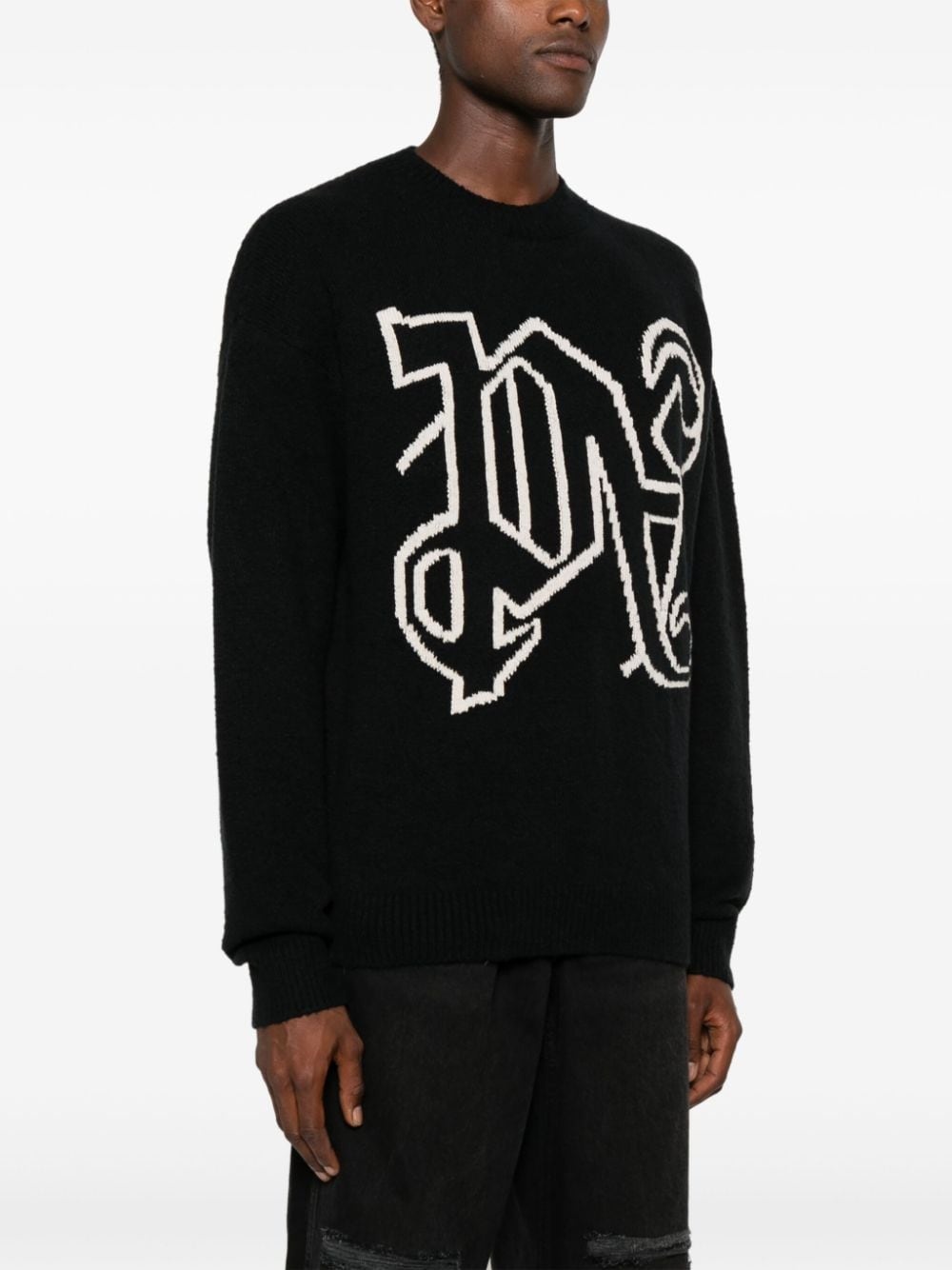 intarsia-knit logo jumper - 3