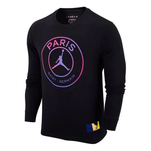 Air Jordan MENS Paris Saint-Germain Casual Sports Crew Neck Long Sleeve Black CZ0794-010 - 1