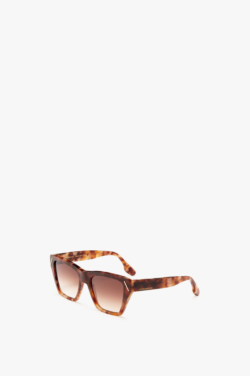 Victoria Beckham Classic Logo Sunglasses in Light Havana Fade outlook