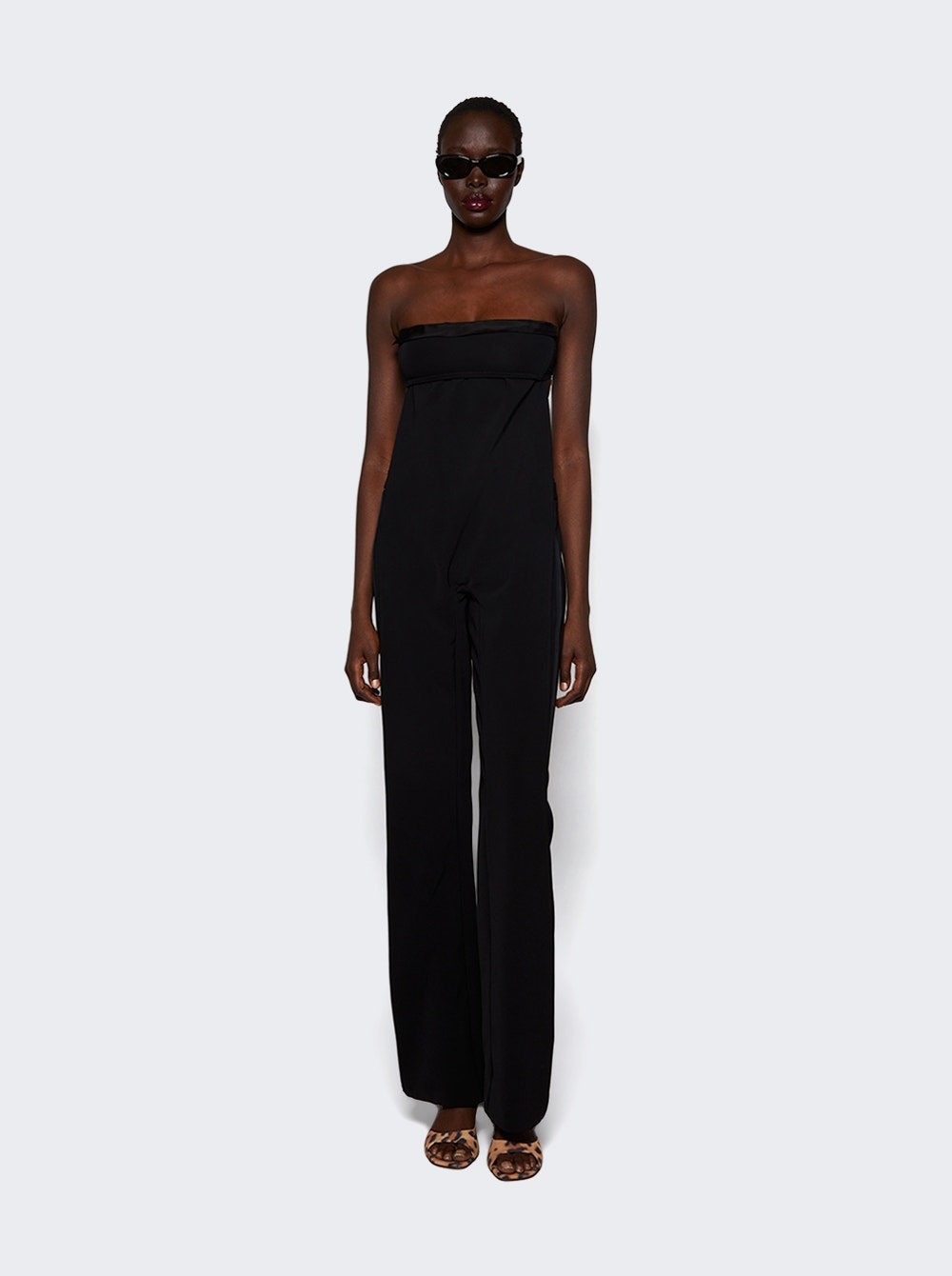 Illusion Draped Bustier Jumpsuit Black - 2