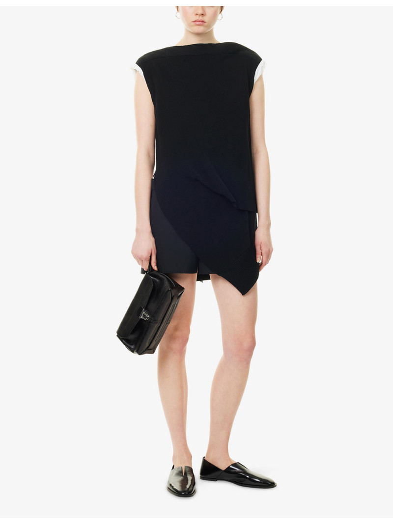 sacai Contrast Ruched Cotton-Blend Mini Dress outlook