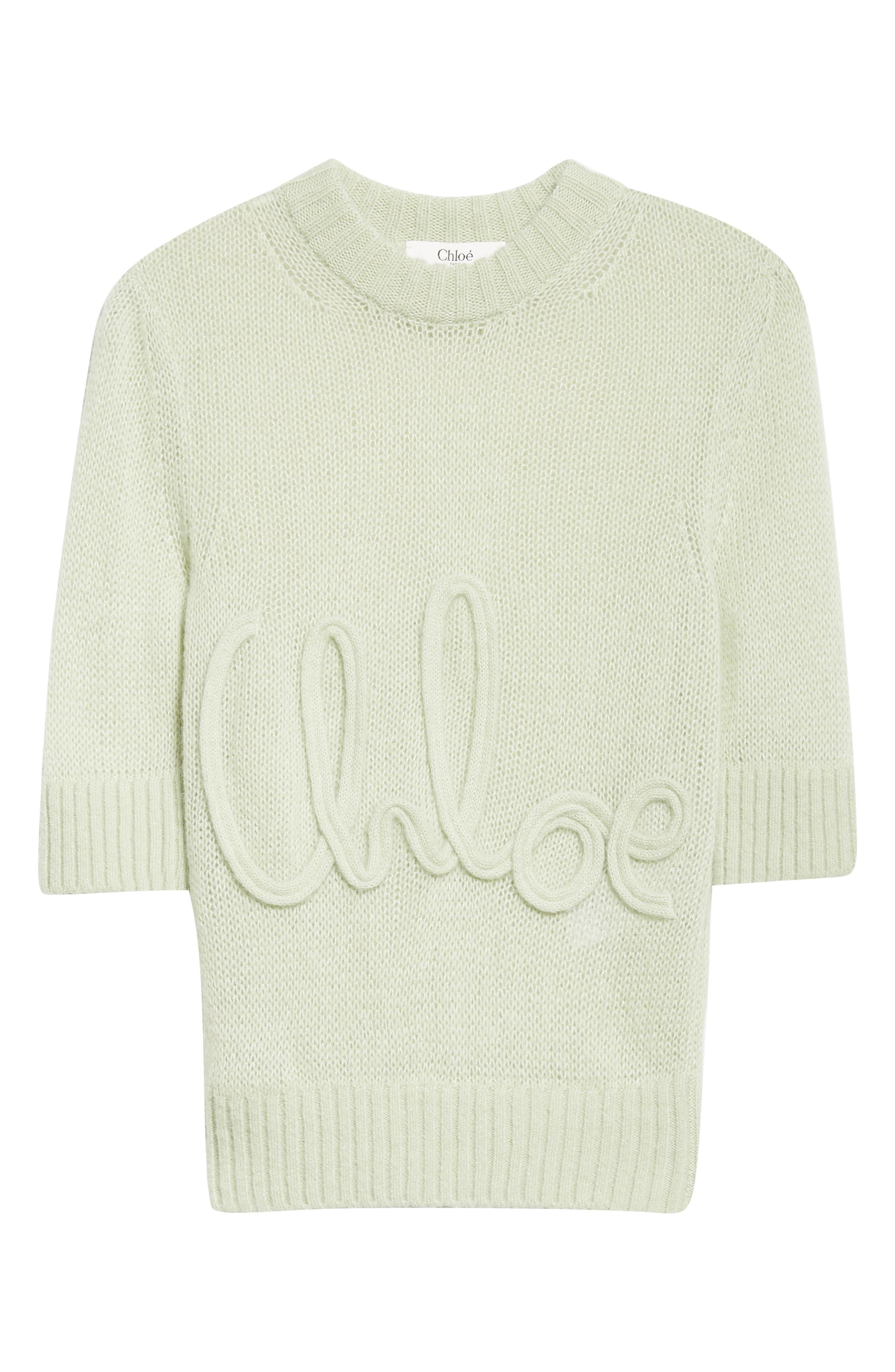 Chloé Raised Logo Alpaca & Silk Sweater in Gleam Green at Nordstrom - 6
